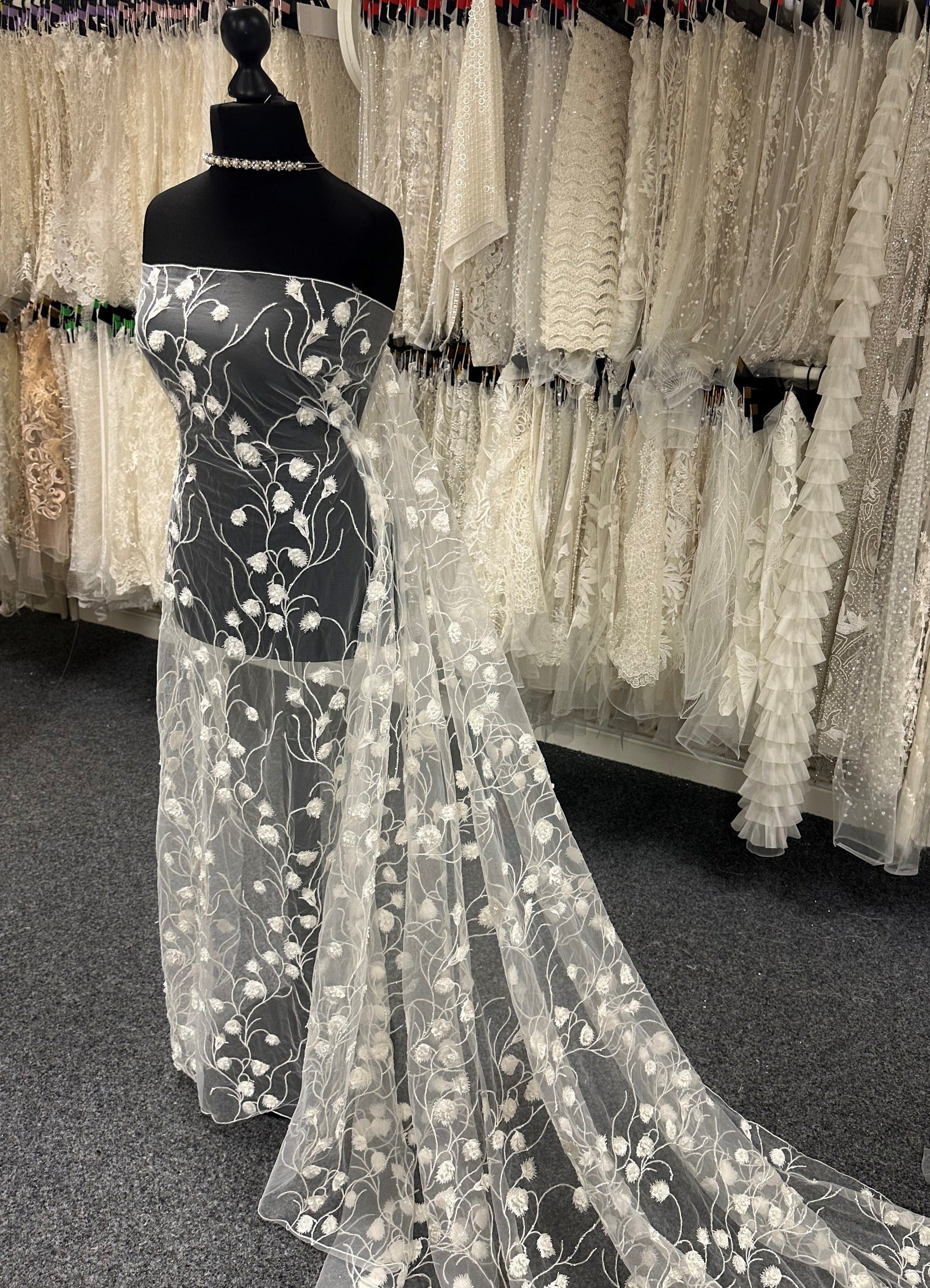 Ivory Embroidered Tulle Lace - Appolline