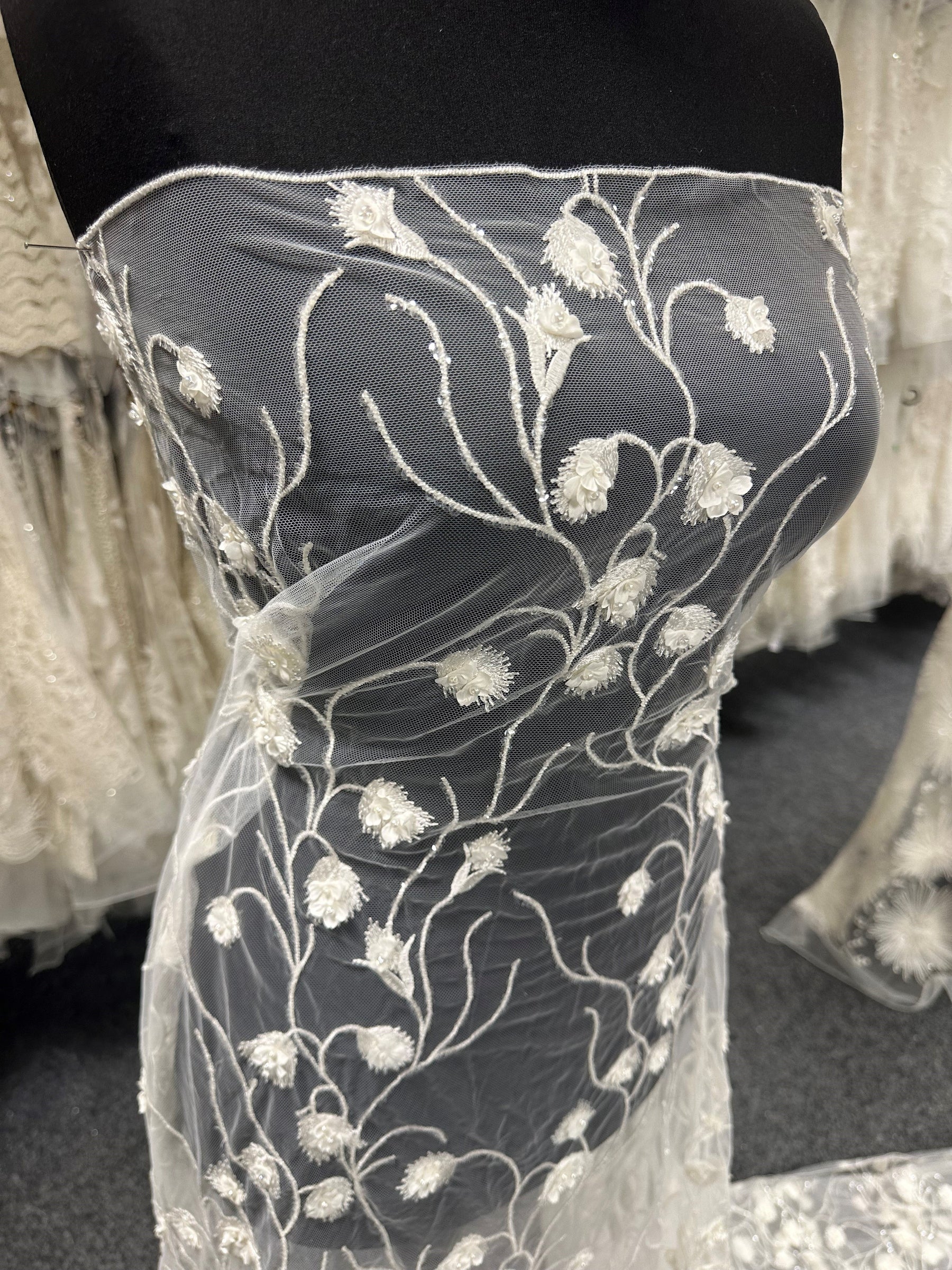 Ivory Embroidered Tulle Lace - Appolline