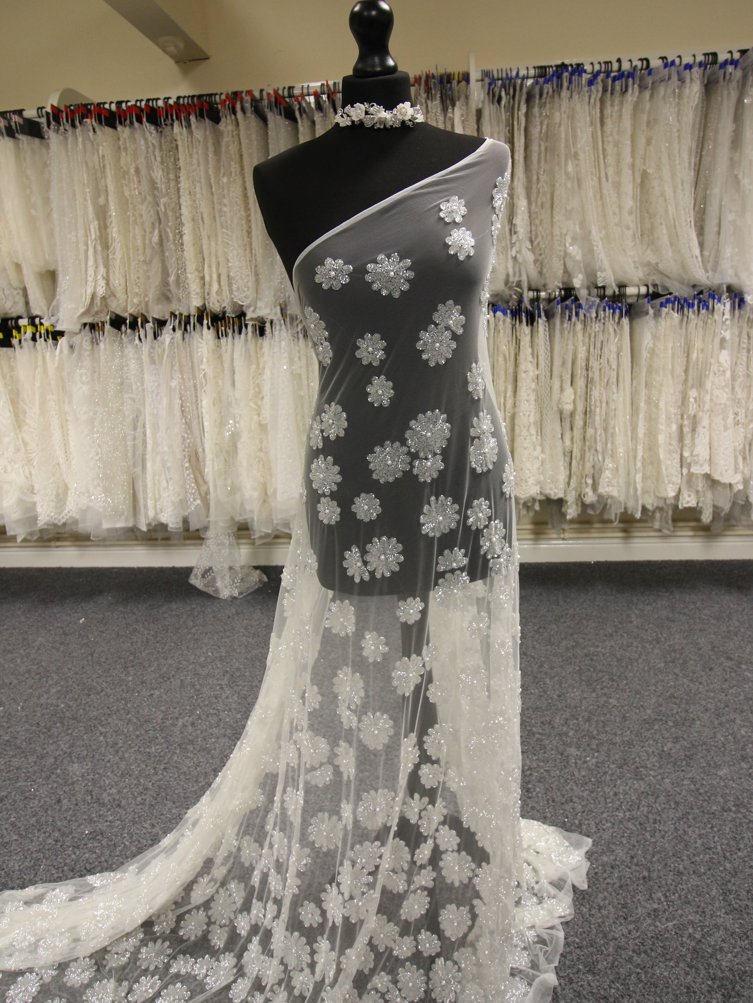 Ivory Beaded Lace Rowena
