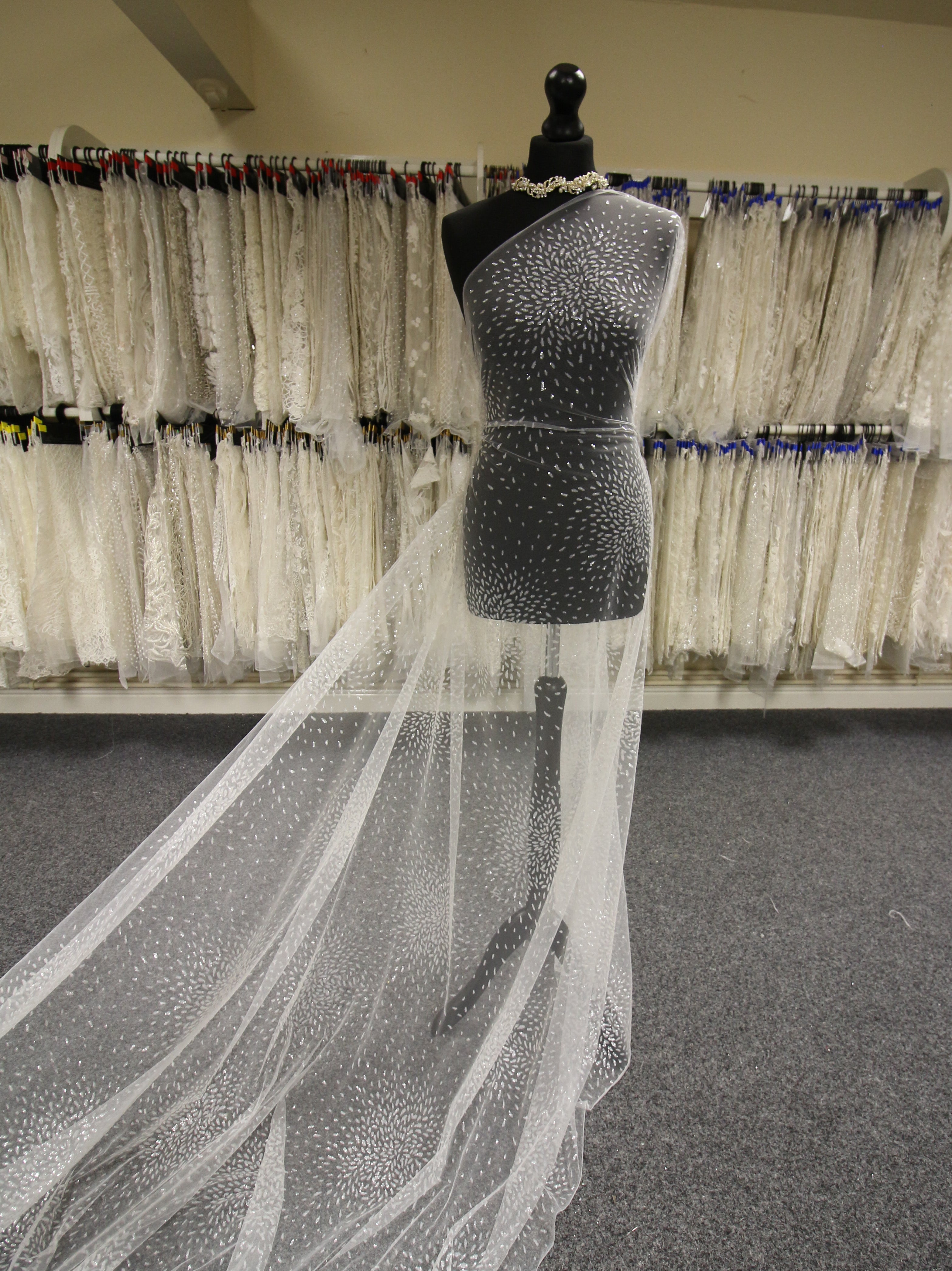 Rideau Florentin Brodé Tulle - Couleur Ecru, Hauteur 145 Ou 175cm - Fabriqué En Allemagne