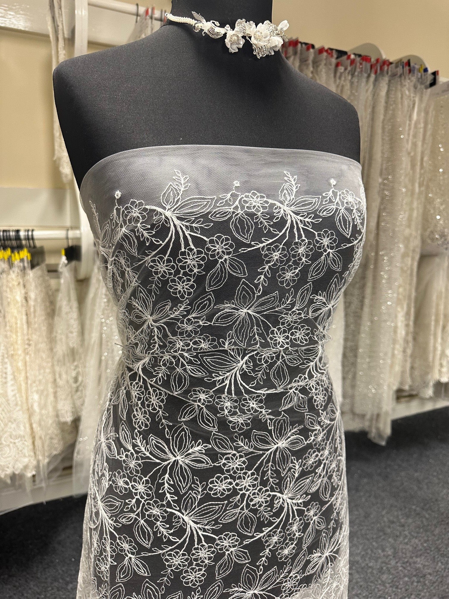 Ivory Embroidered Lace - Connie