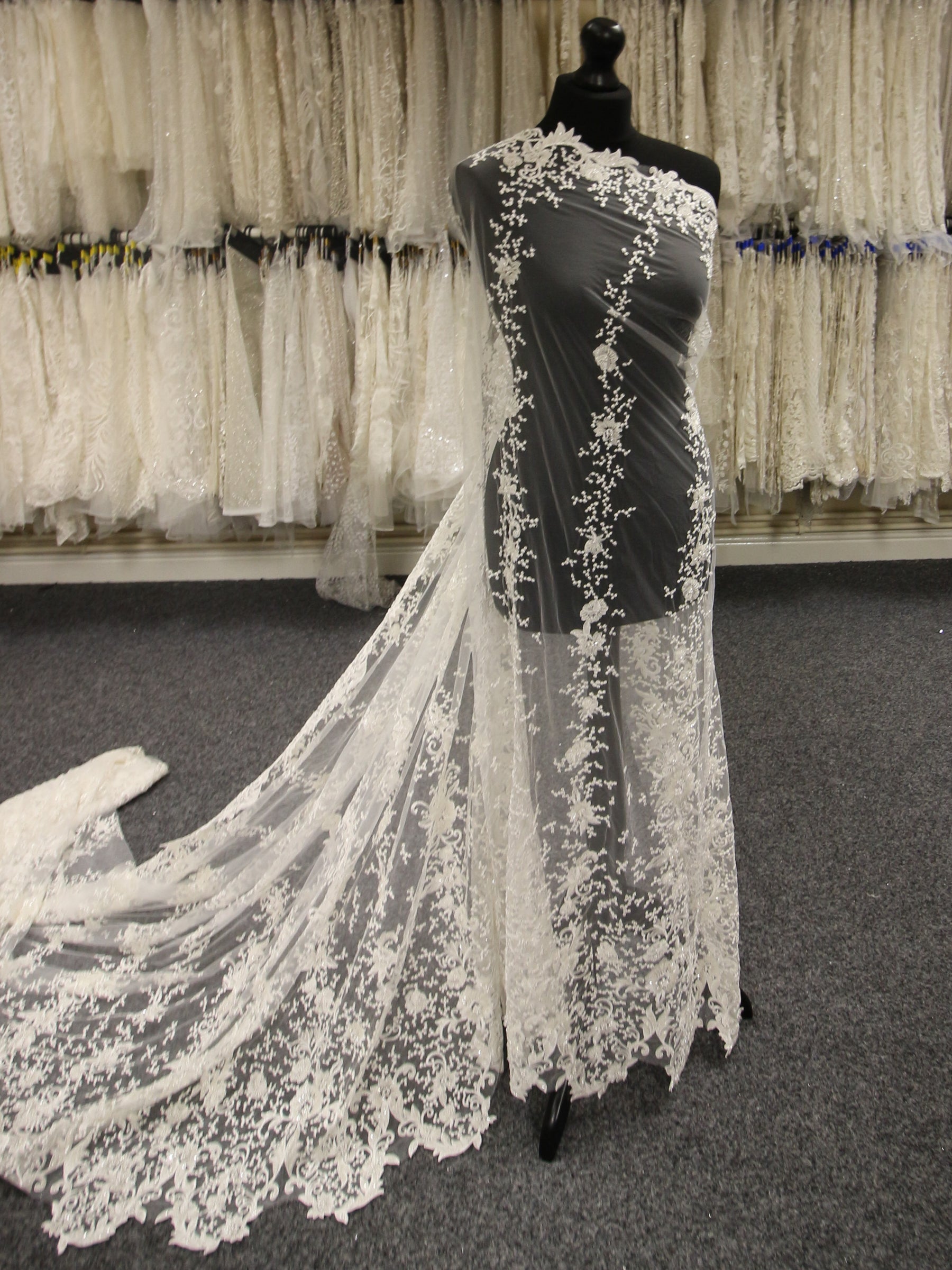 Ivory Embroidered & Beaded Lace - Damara