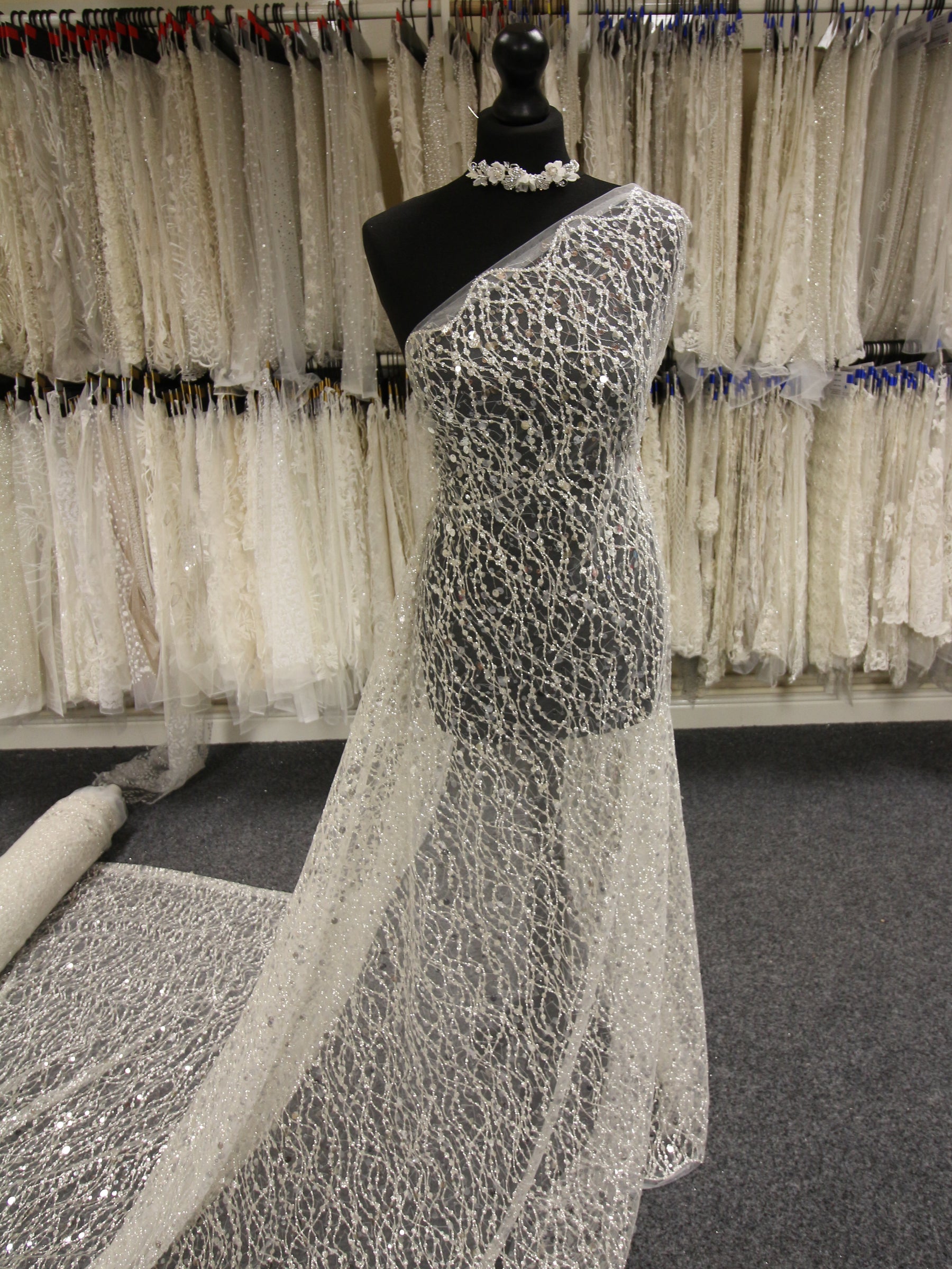 Ivory Sequin Glitter Lace - Juno