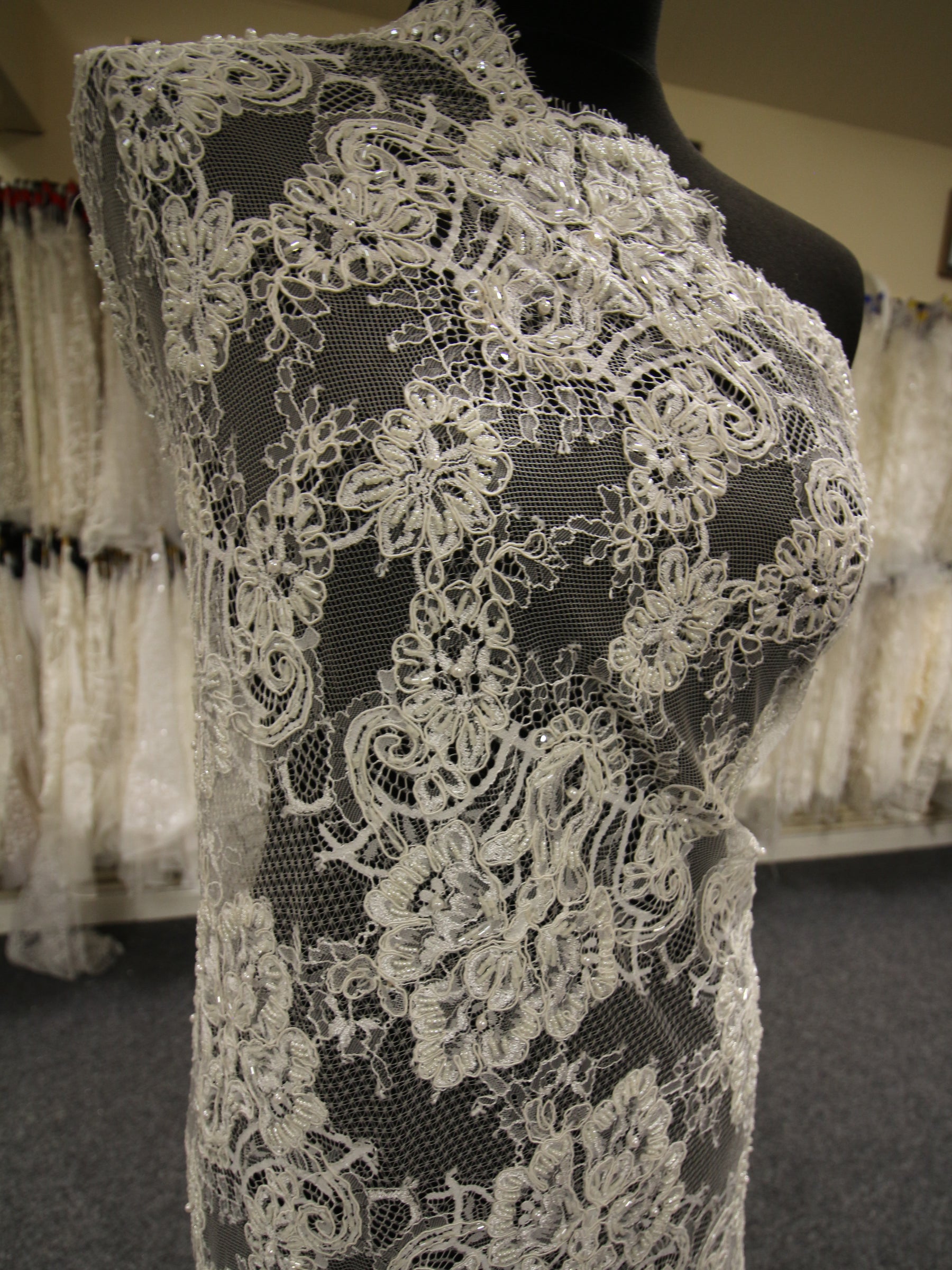 Ivory Corded & Beaded Lace - Lydia