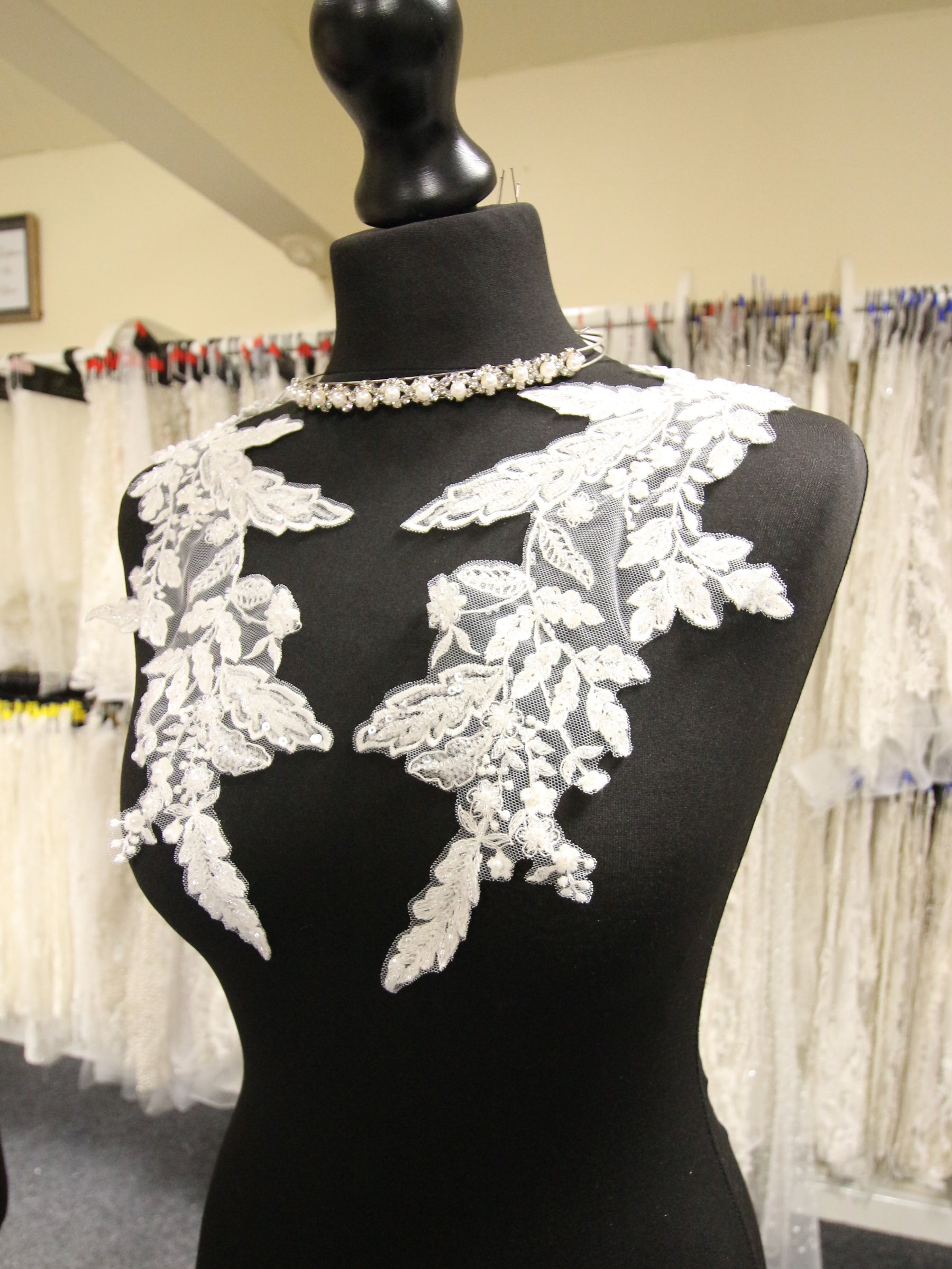 Ivory Beaded Lace Appliques - Bellflower