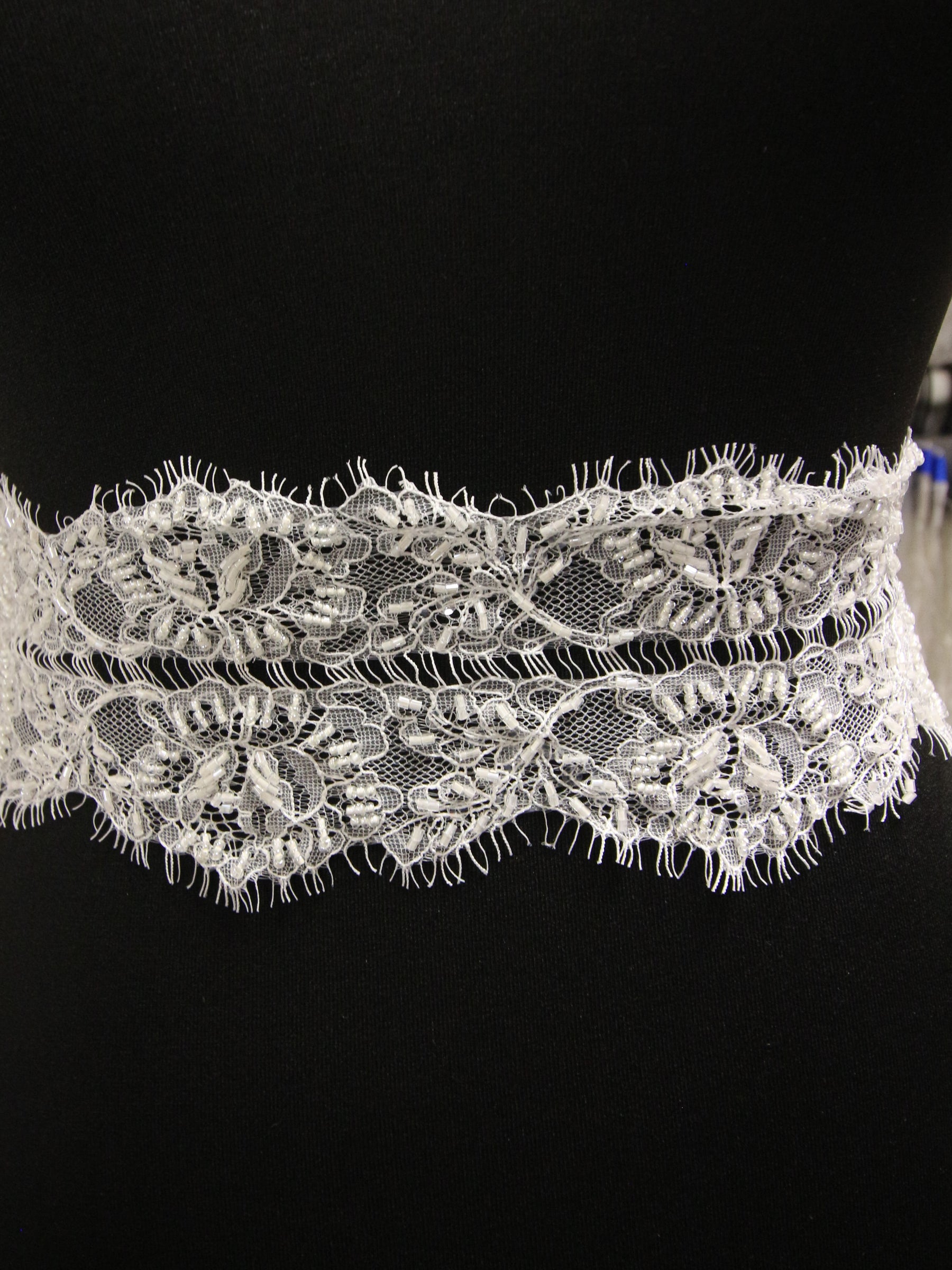 Ivory Beaded Lace Trim - Teagan