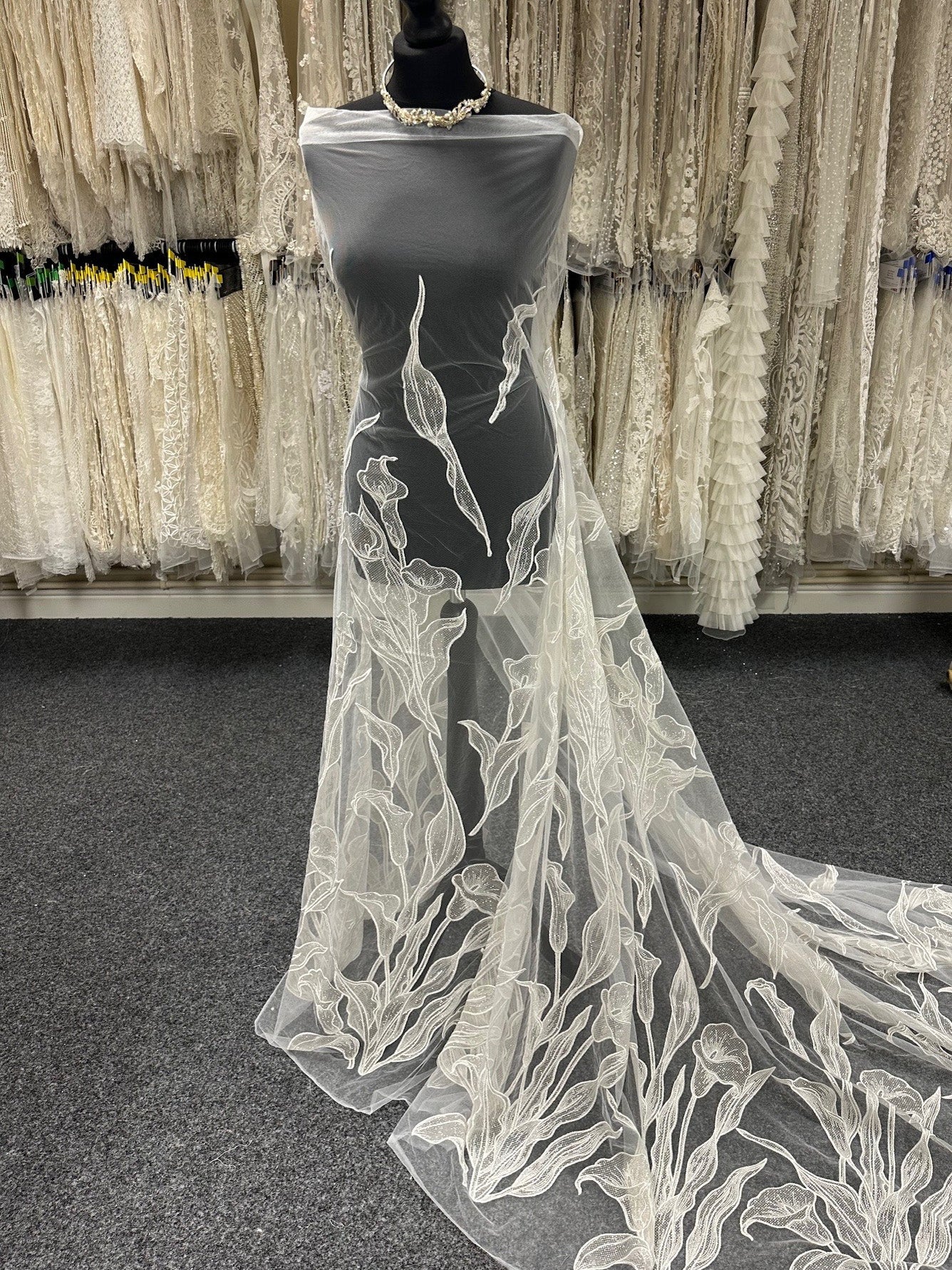Ivory Embroidered Glitter Lace
