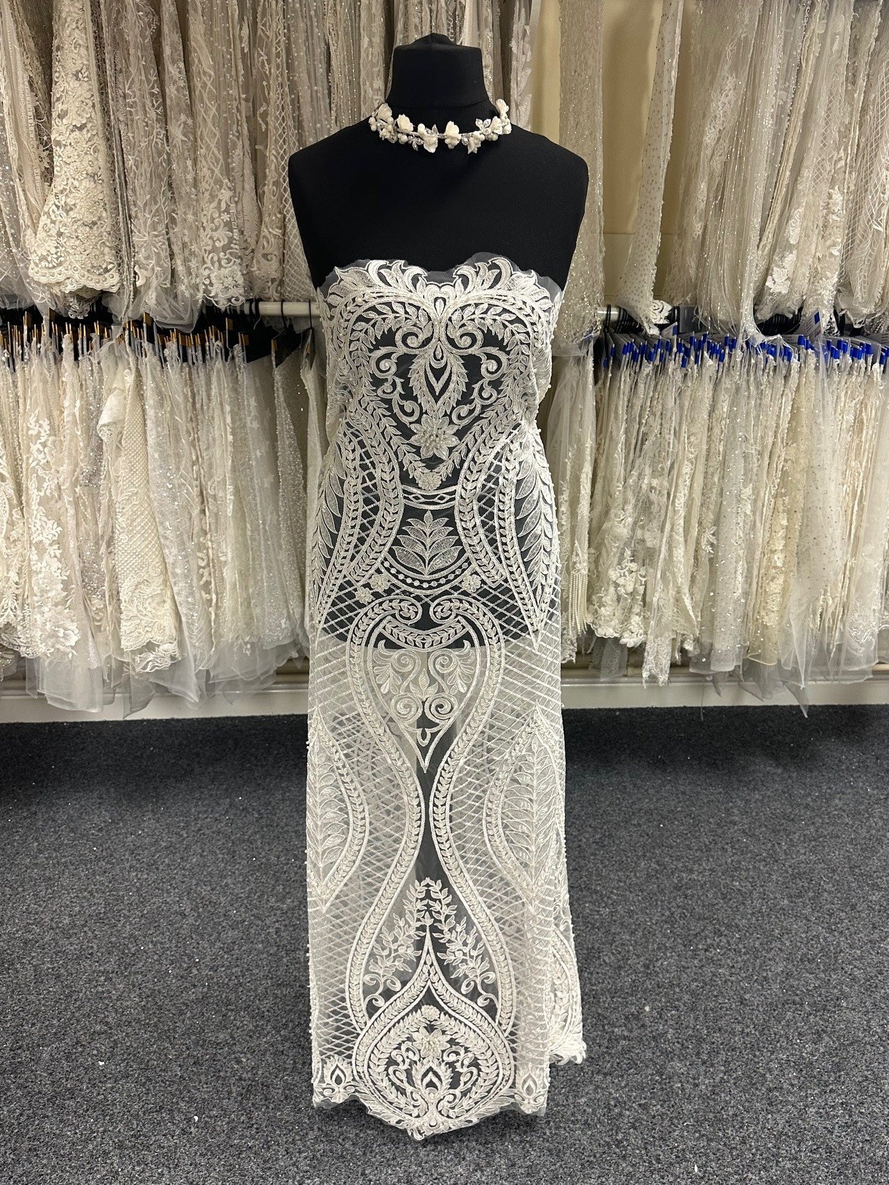 Ivory Embroidered Lace Adeya