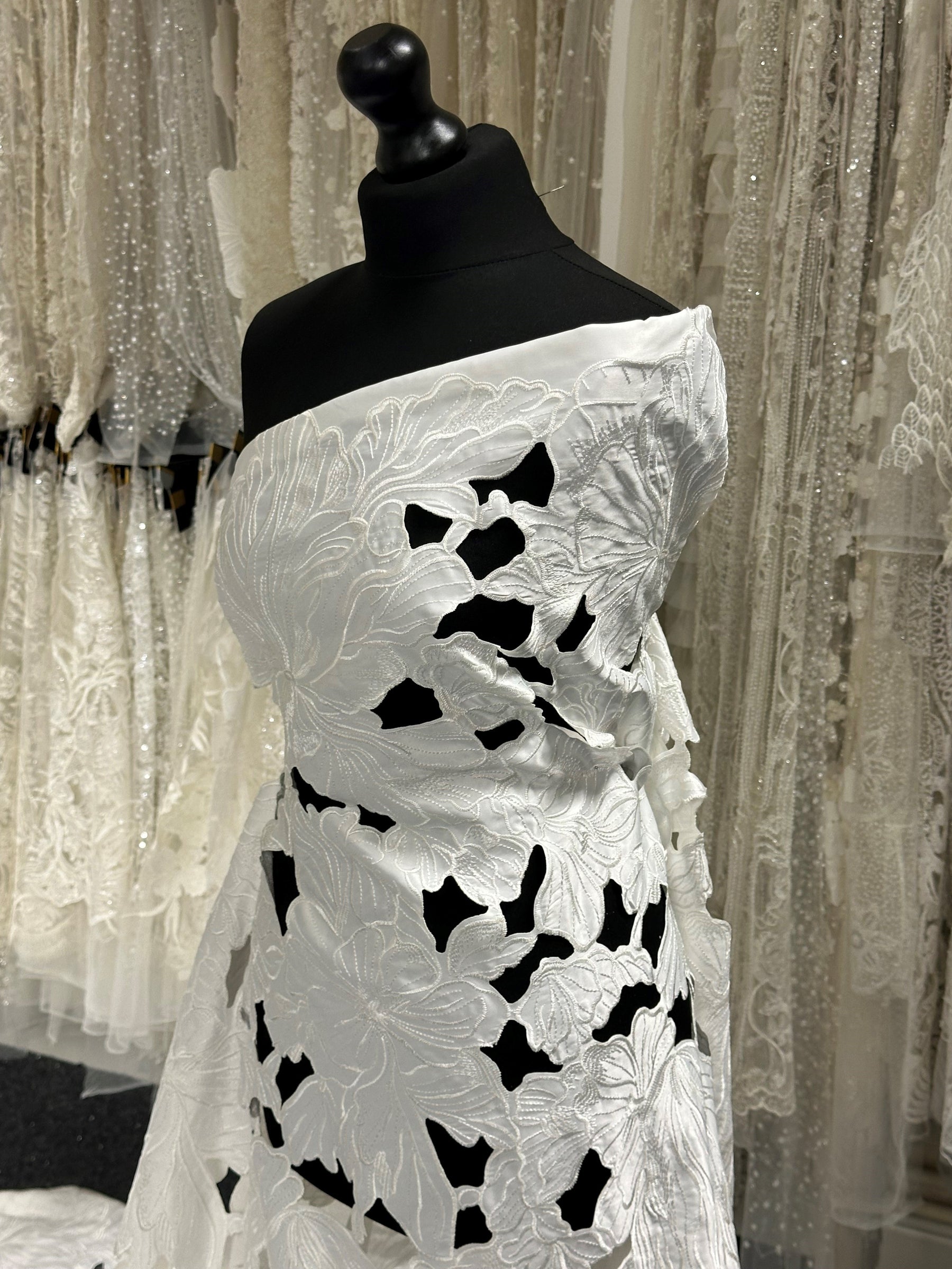 Ivory Laser Cut Satin - Ellis