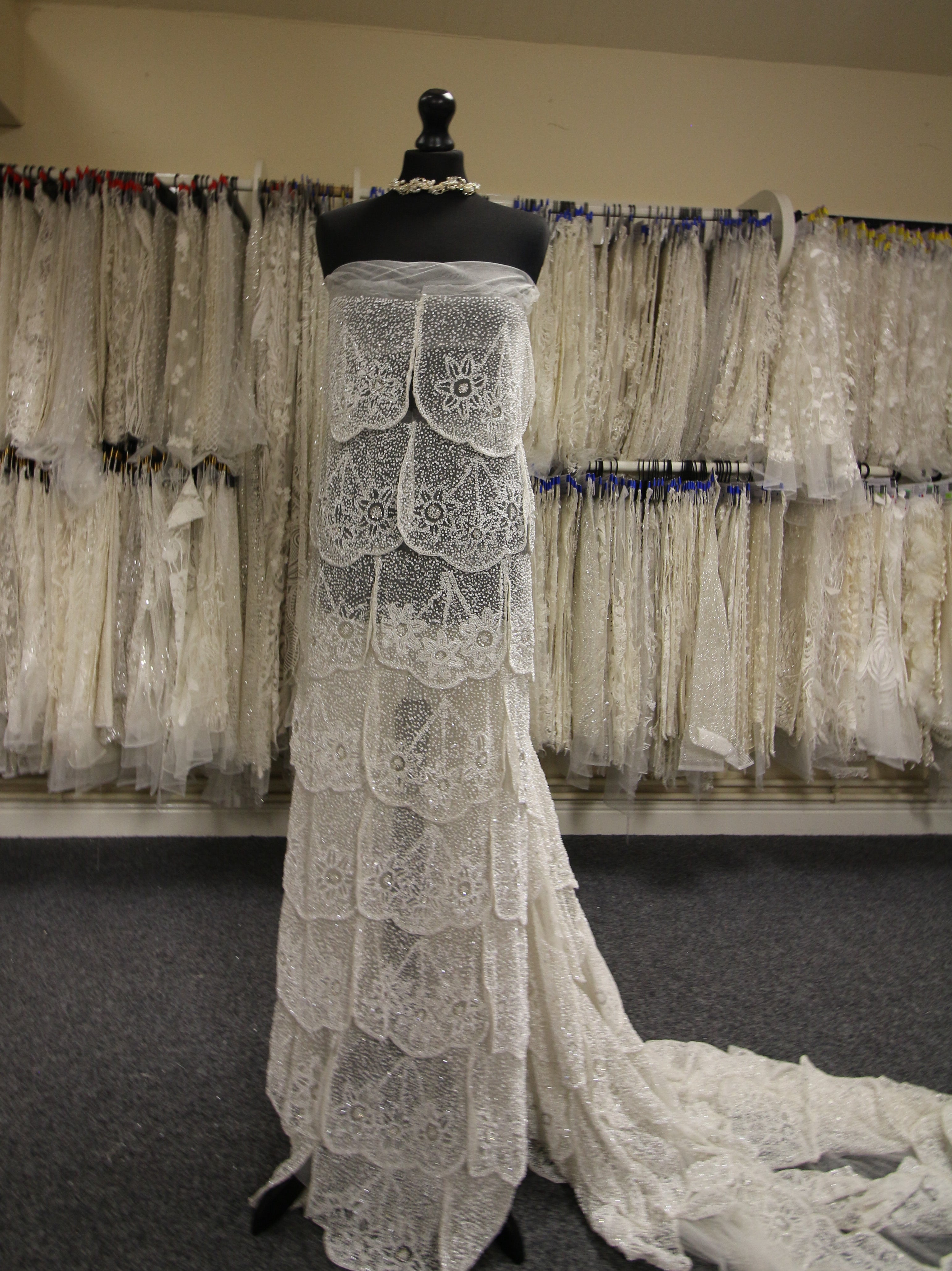 Ivory Beaded Layered Lace - Tori Ivory Beaded Layered Lace - Tori