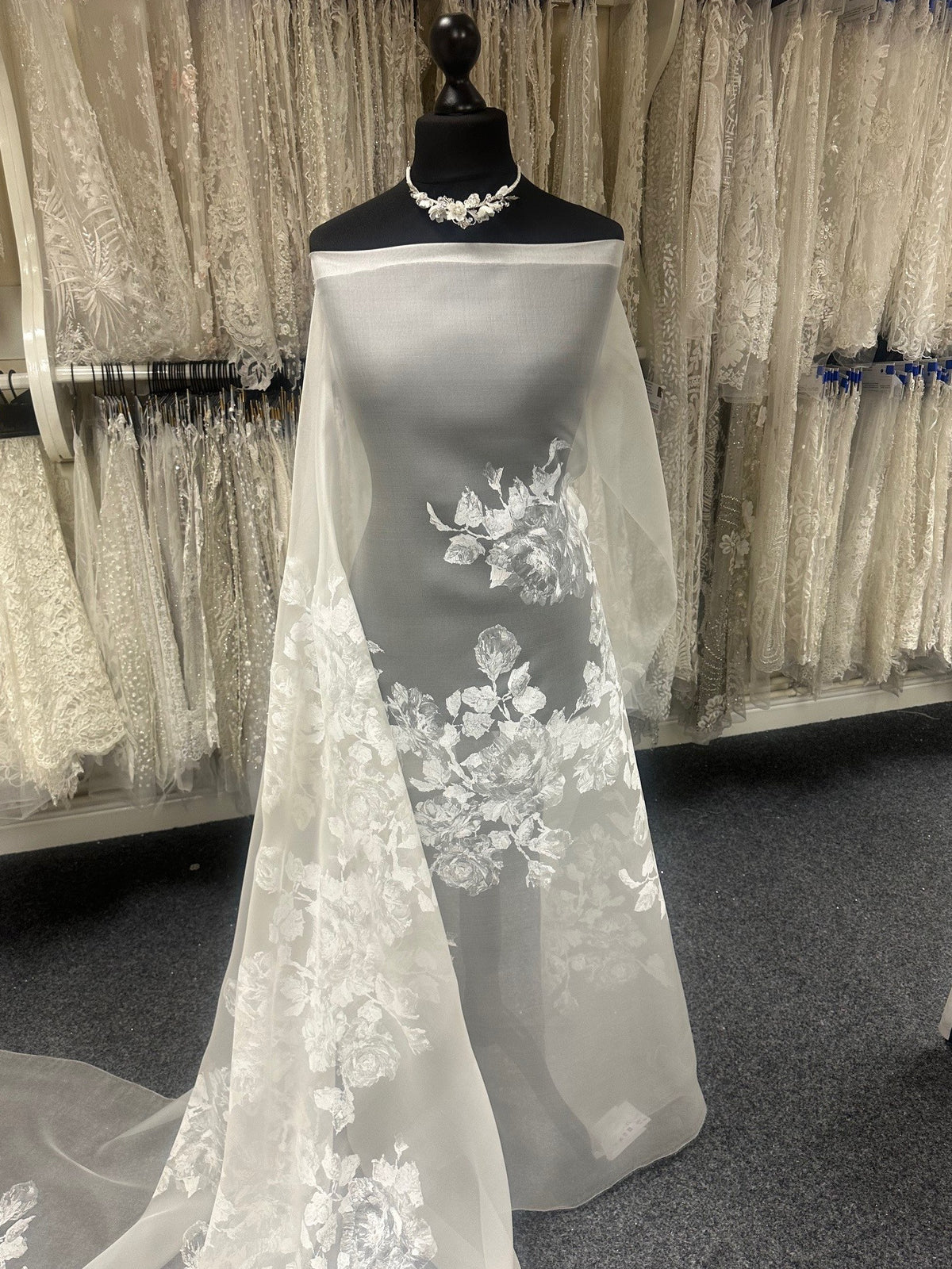 Ivory Printed Silk Garza - Lavanda