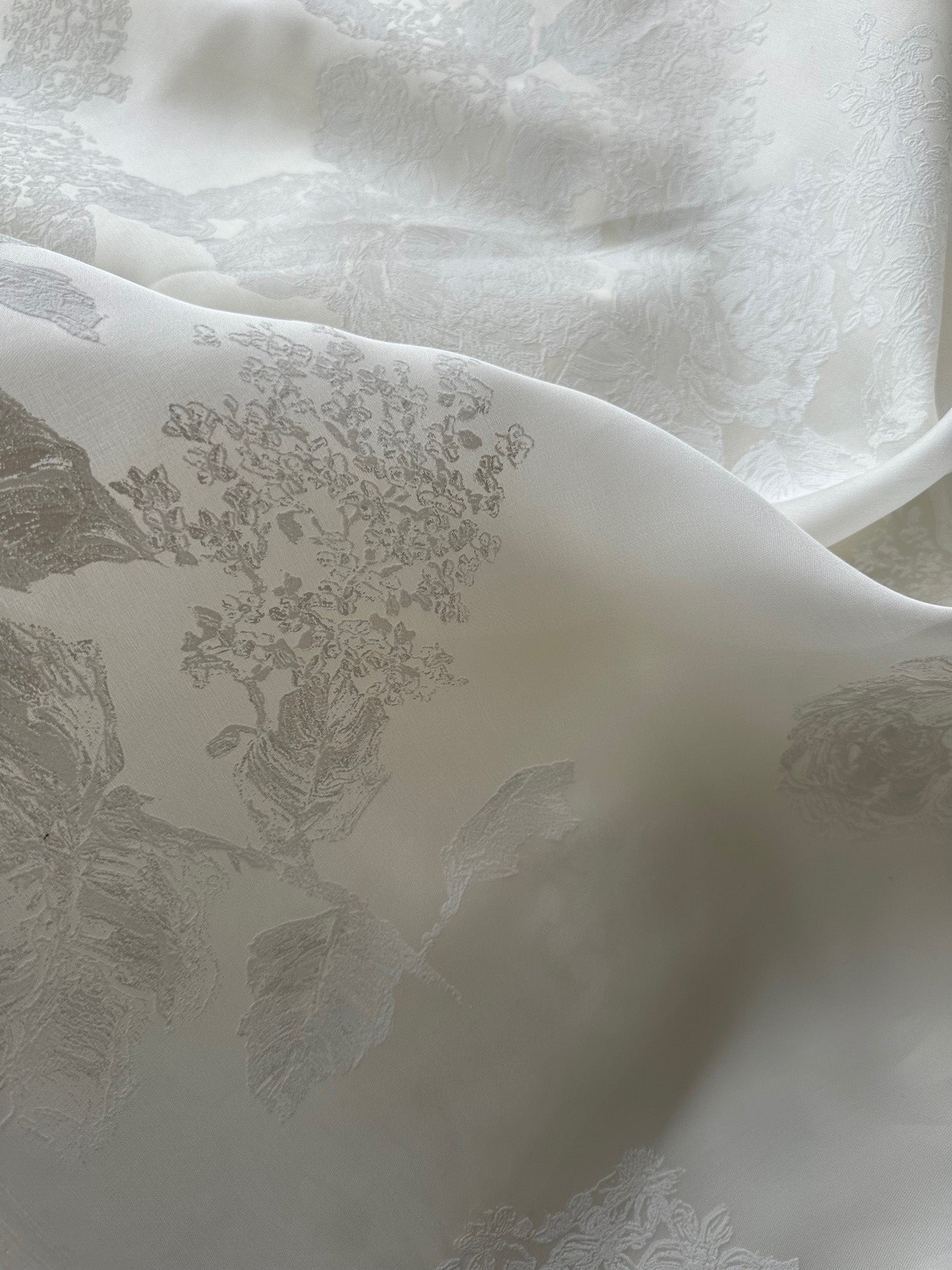 Ivory Printed Organza Satin - Marveline