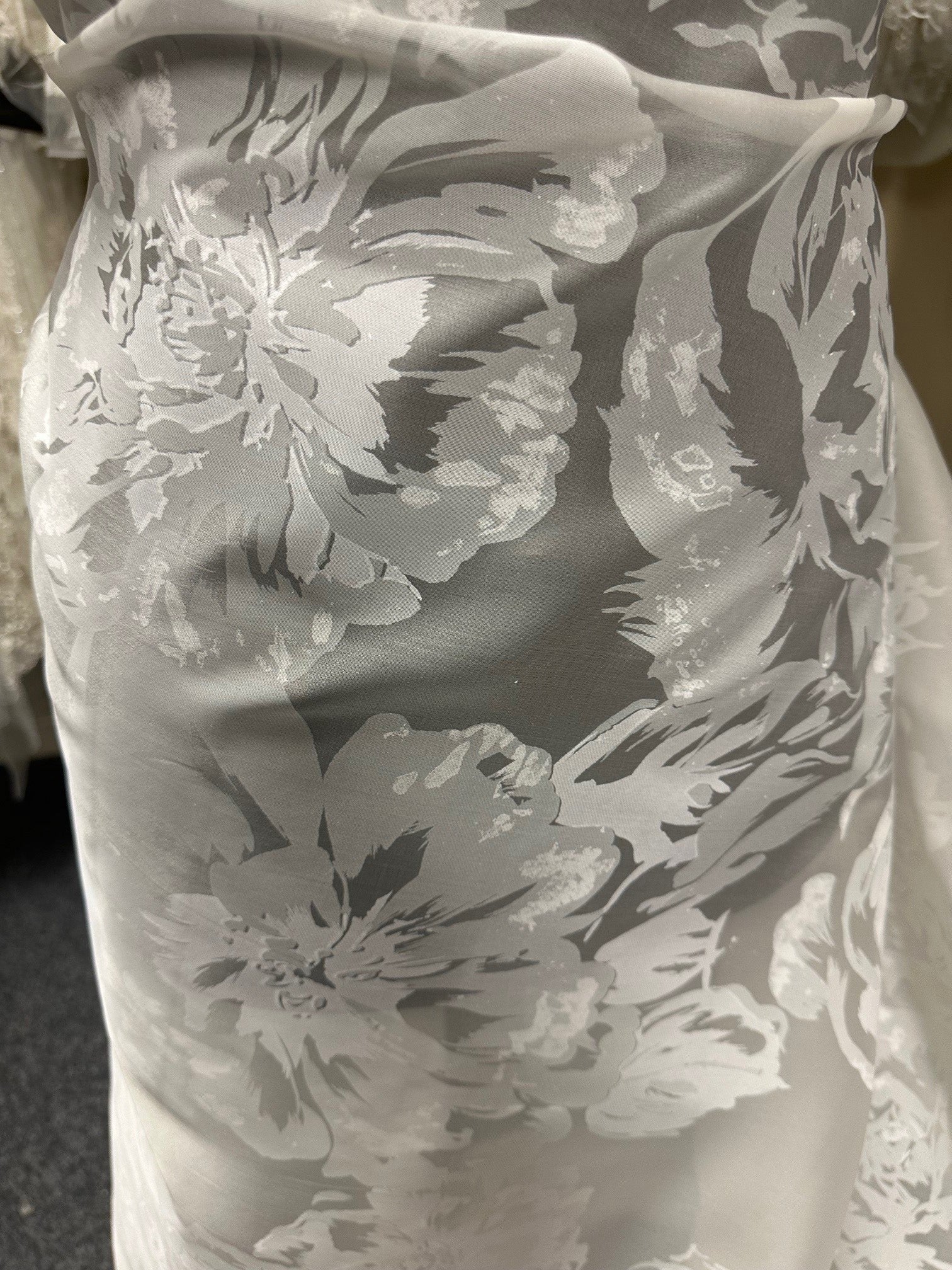 Ivory Printed Organza Satin - Volta