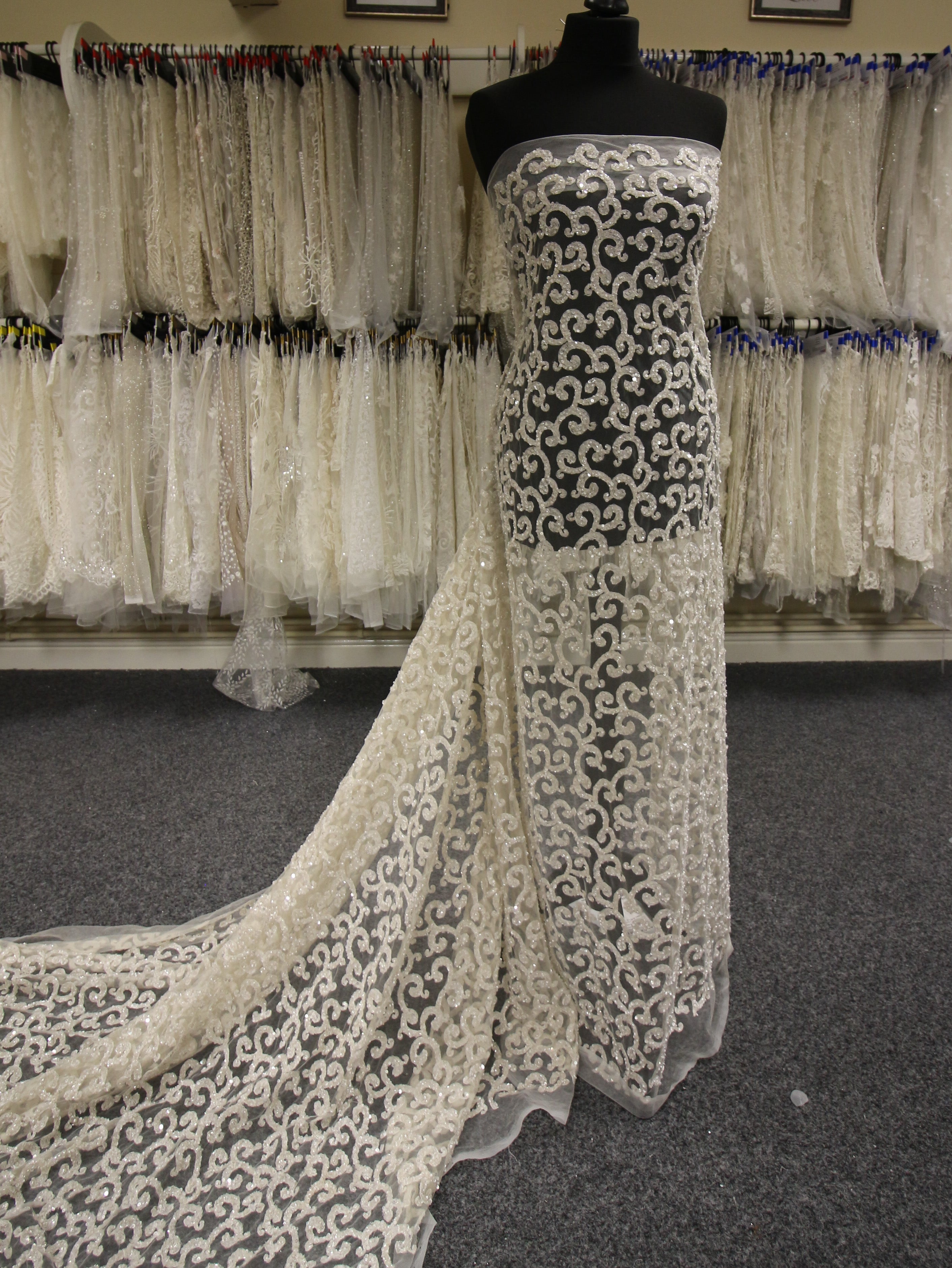 Ivory Sequin Bridal Lace Eb3050