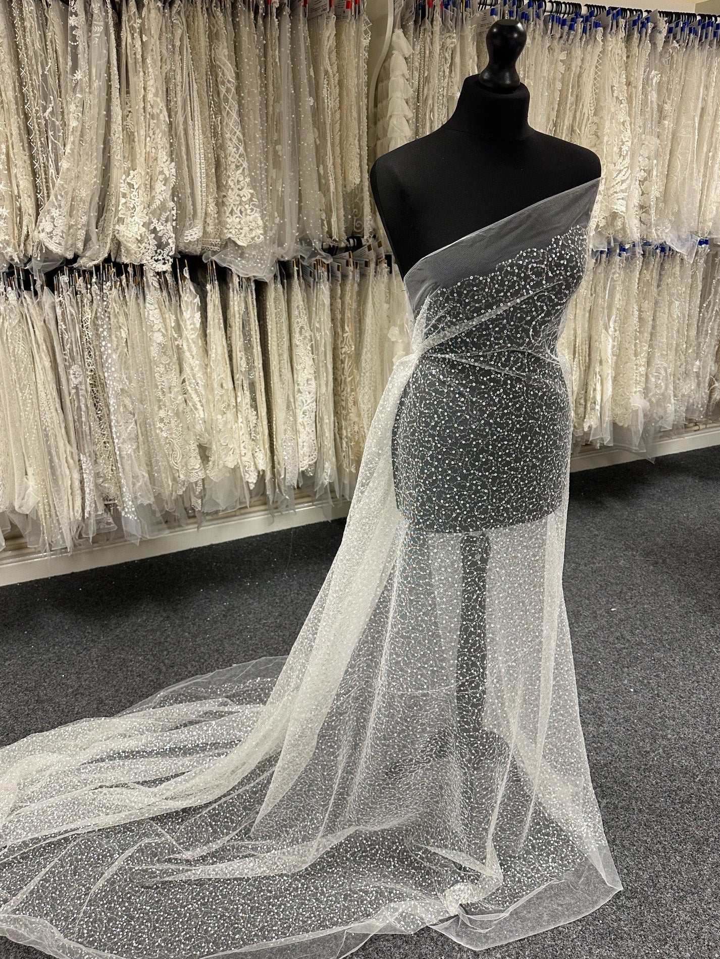 Ivory Sequinned Tulle - Graziella