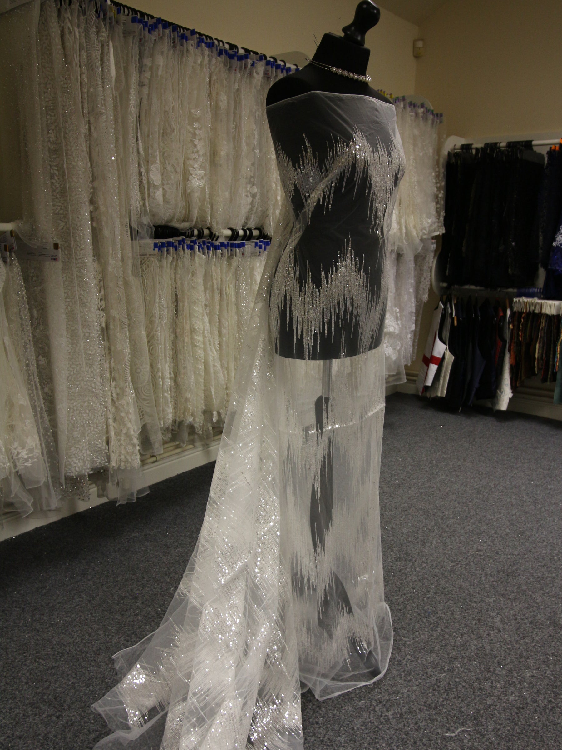 Ivory Sequinned Lace - Twilight