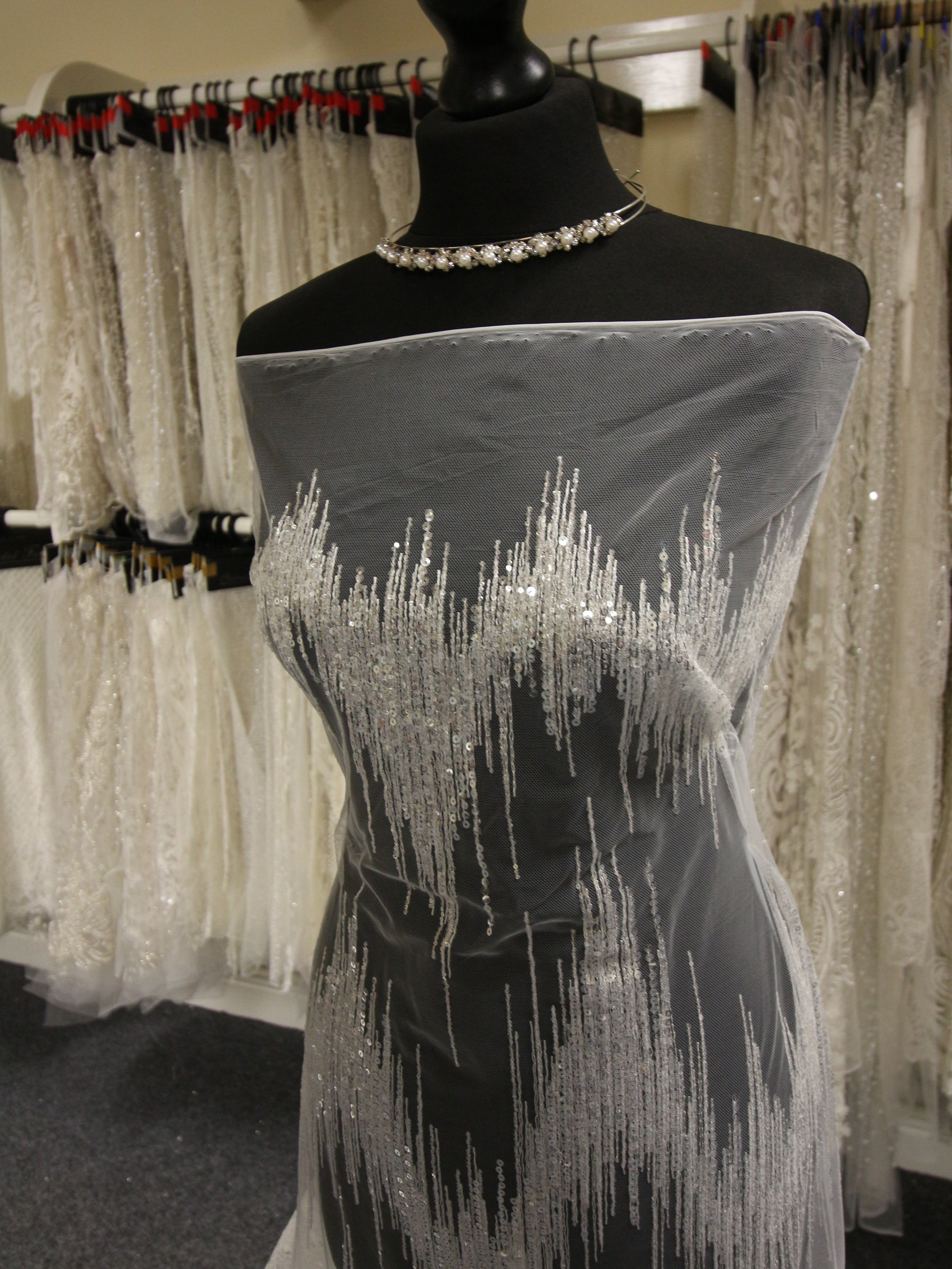 Ivory Sequinned Lace - Twilight