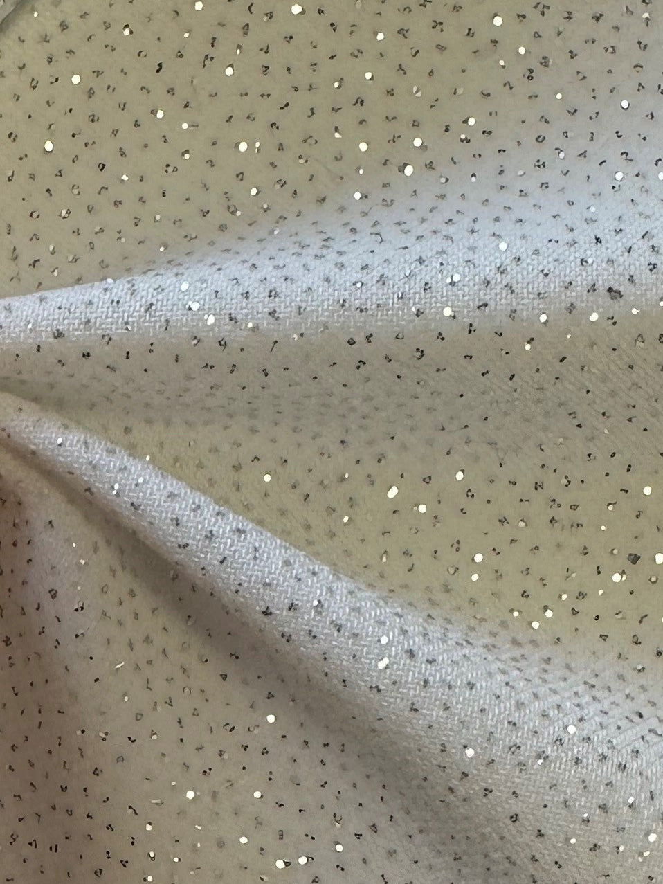 Ivory Glitter Jersey Fabric - Dazzle
