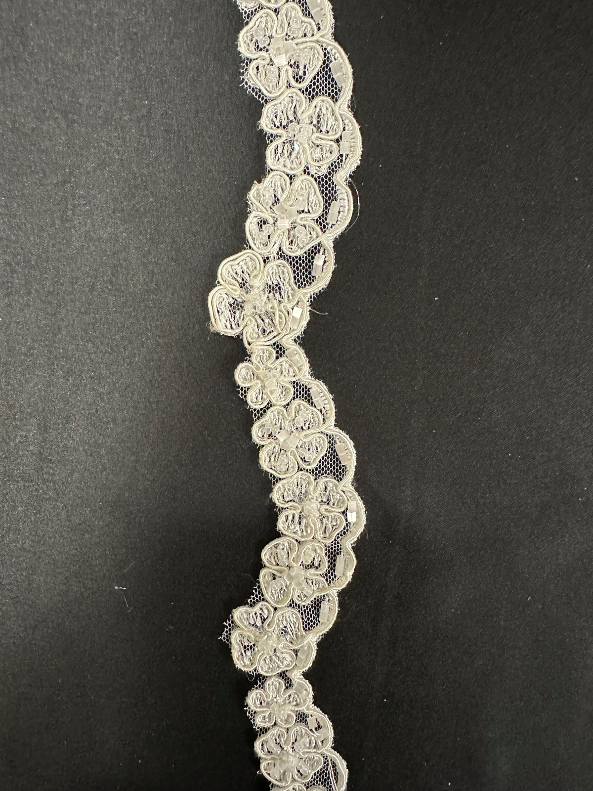 Ivory Beaded & Corded Lace Trim - Naturality