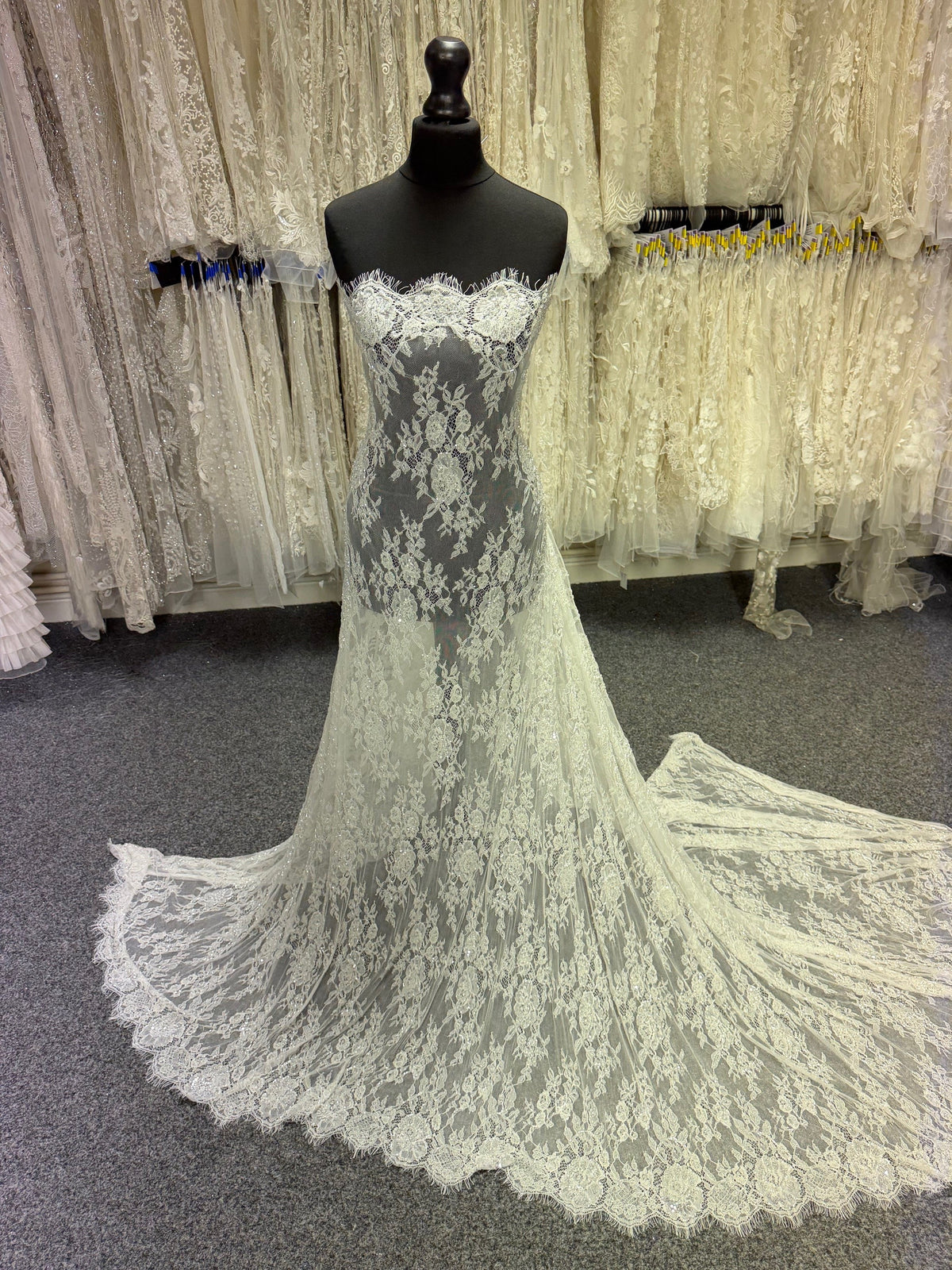 Ivory Hand Beaded Raschel Lace - Jonelle