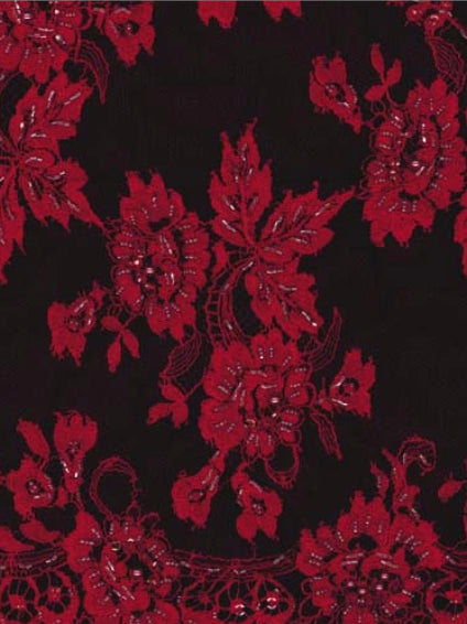 Purple/Red Beaded French Lace - LA3001
