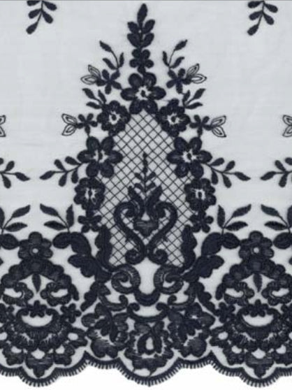Navy Corded Lace - LA7009