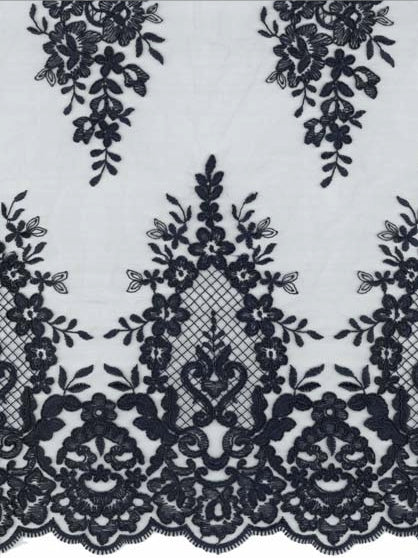 Navy Corded Lace - LA7009