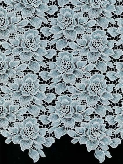 Duck Egg Sequin Guipure Lace - LB4003