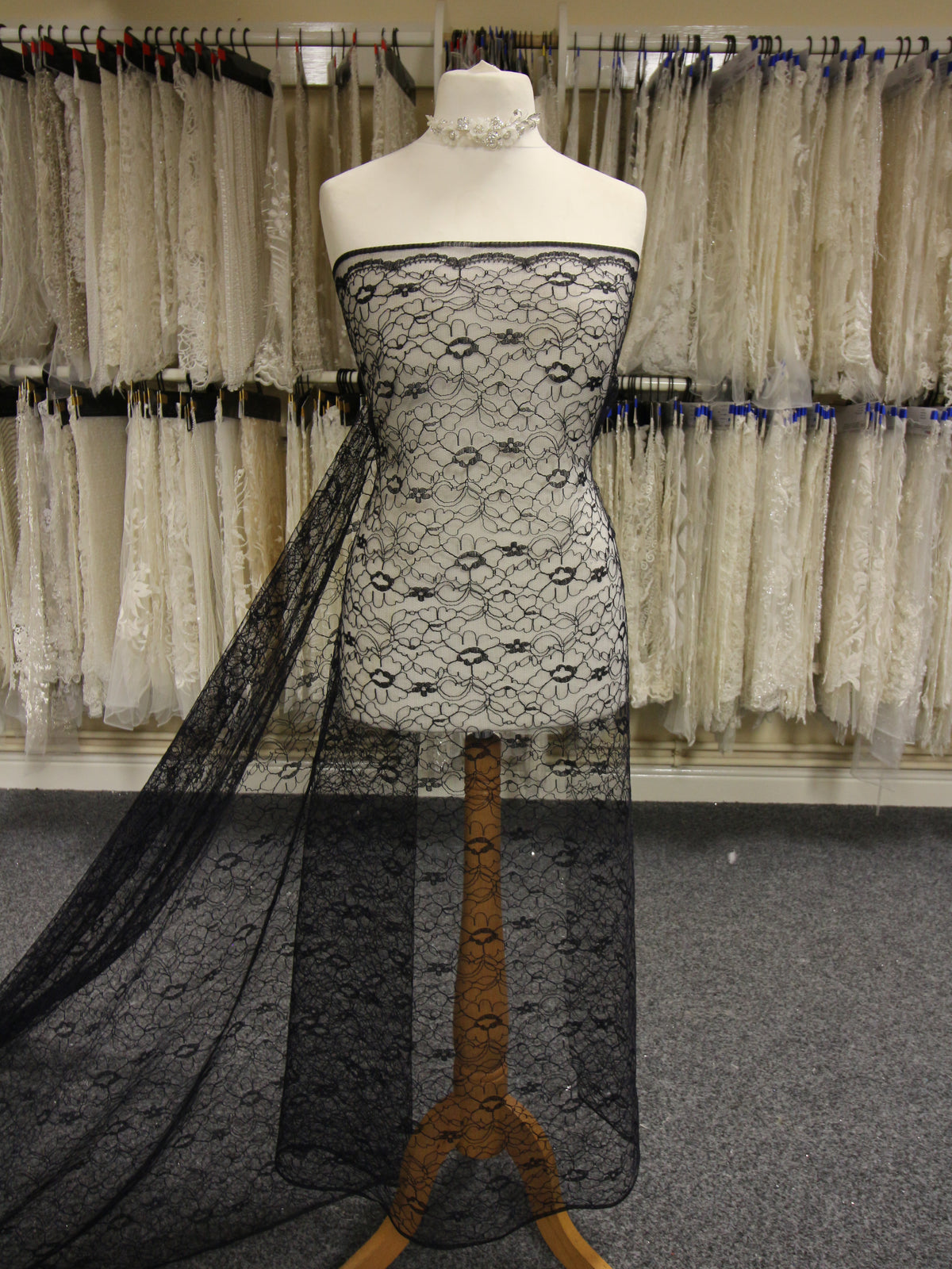 Navy Corded Lace - Leanne