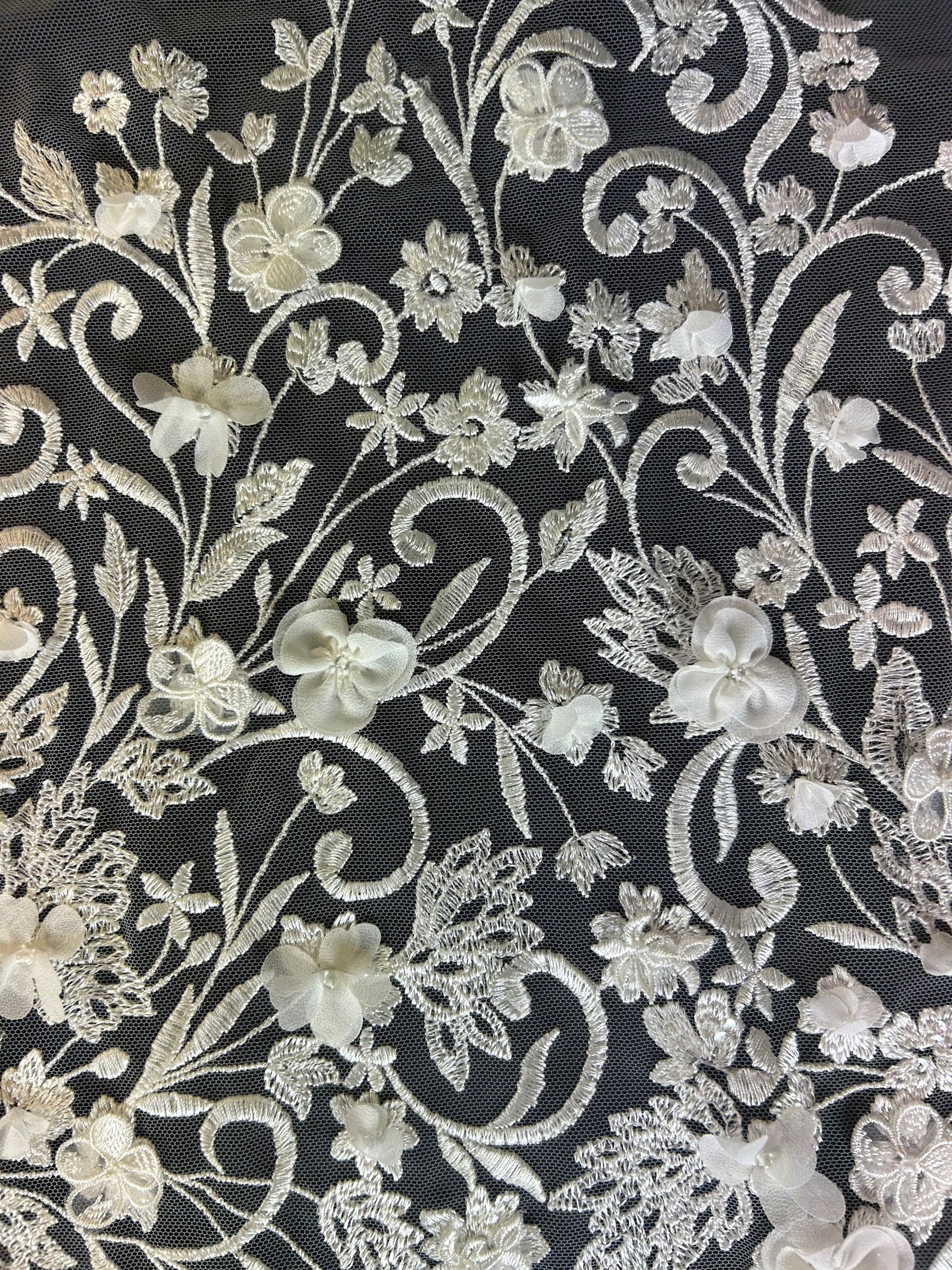 Ivory 3D Embroidered Lace - Milena
