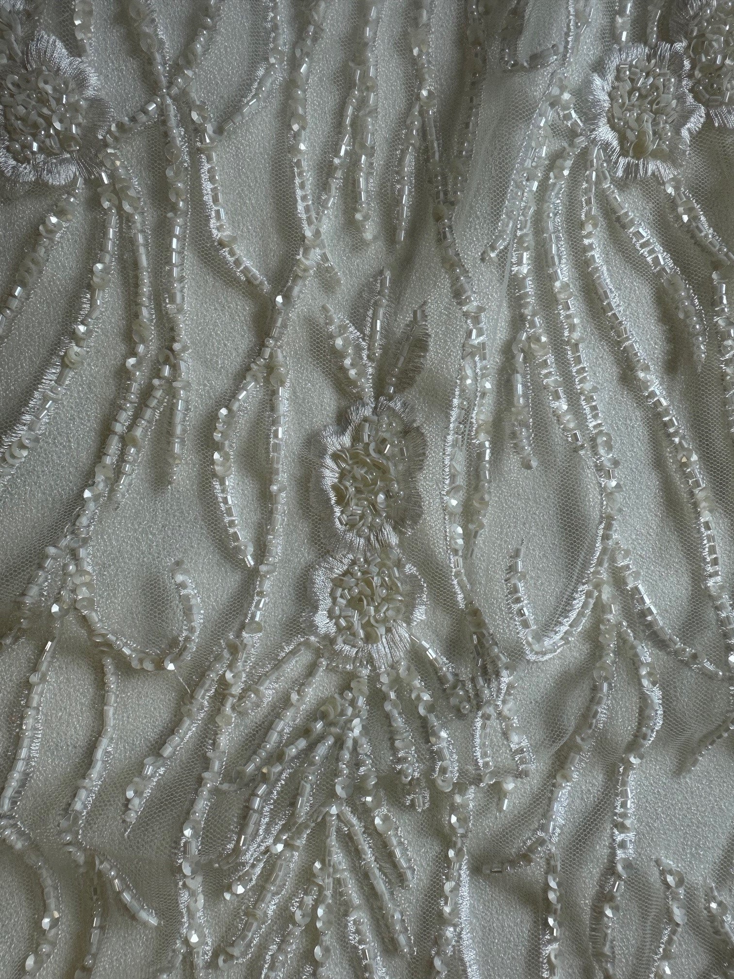 Ivory Hand Beaded Lace  - Nabeela