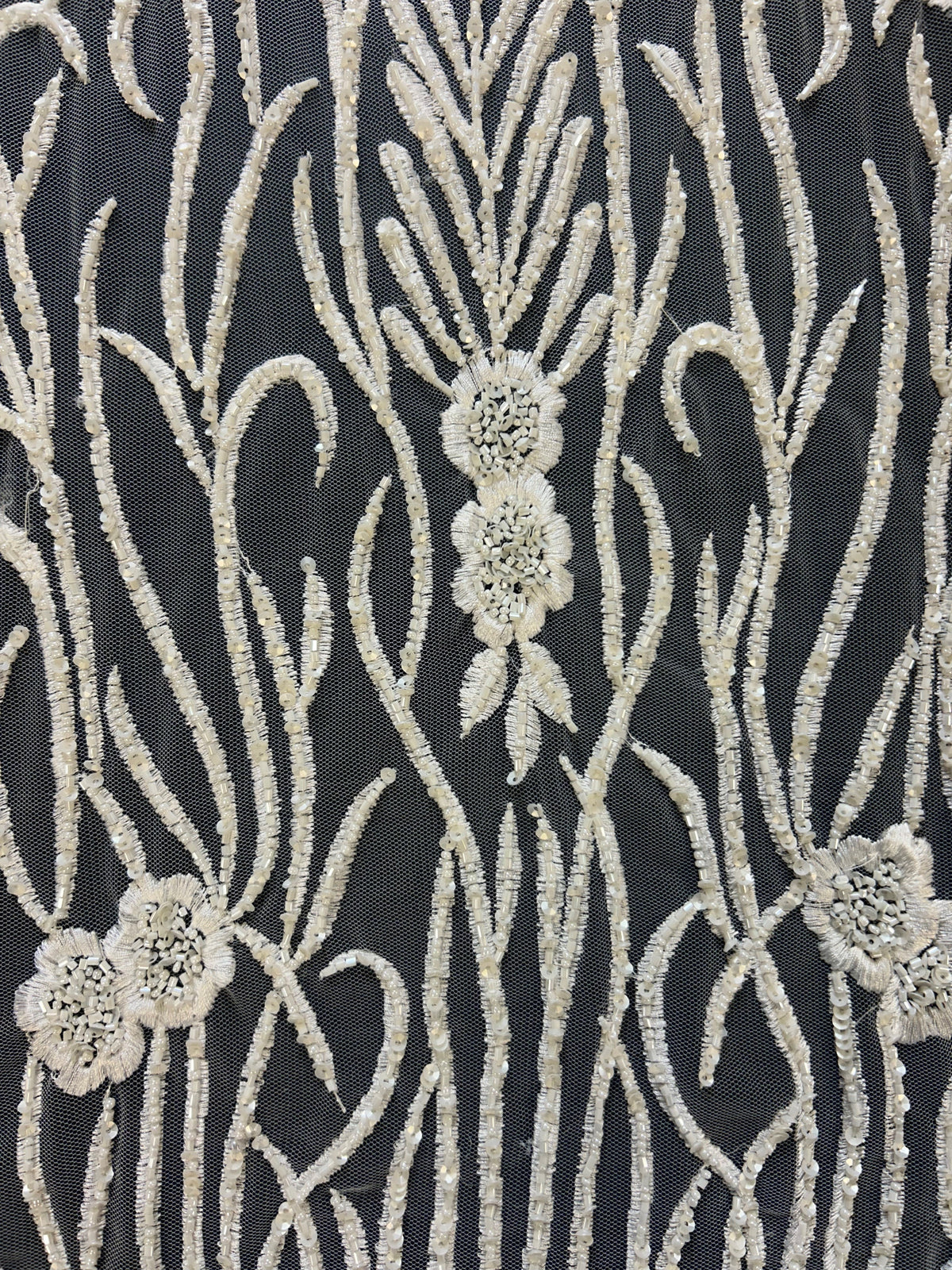 Ivory Hand Beaded Lace - Nabeela