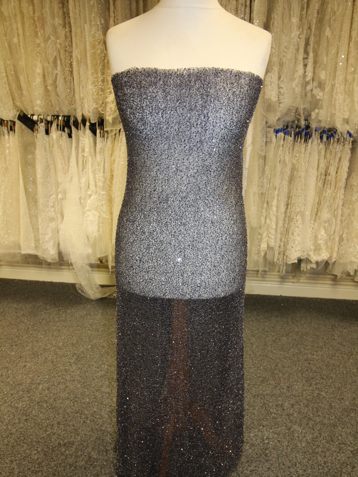 Navy Beaded Lace - Britte