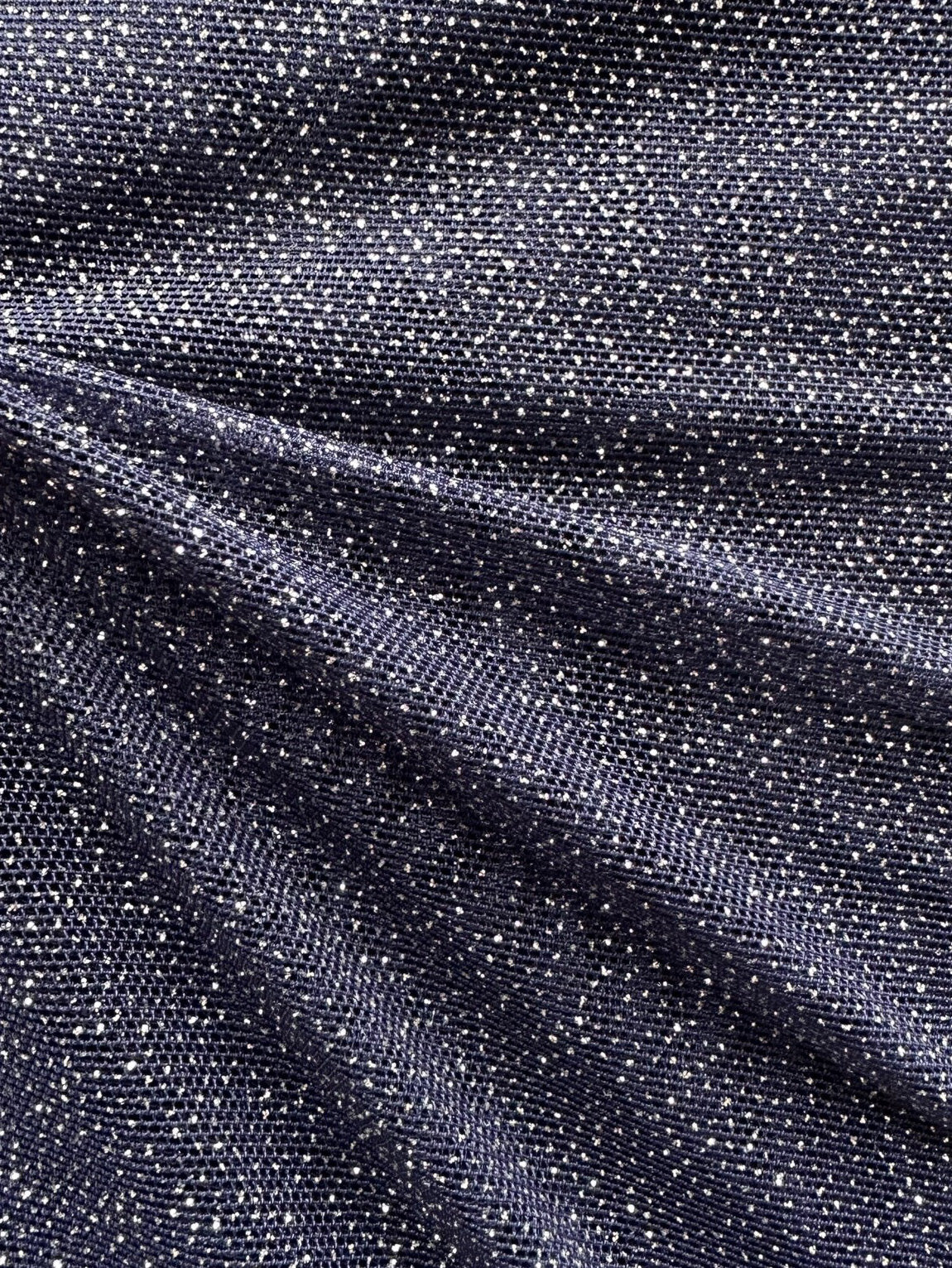 Navy Stretch Glitter Fabric - Ballerina