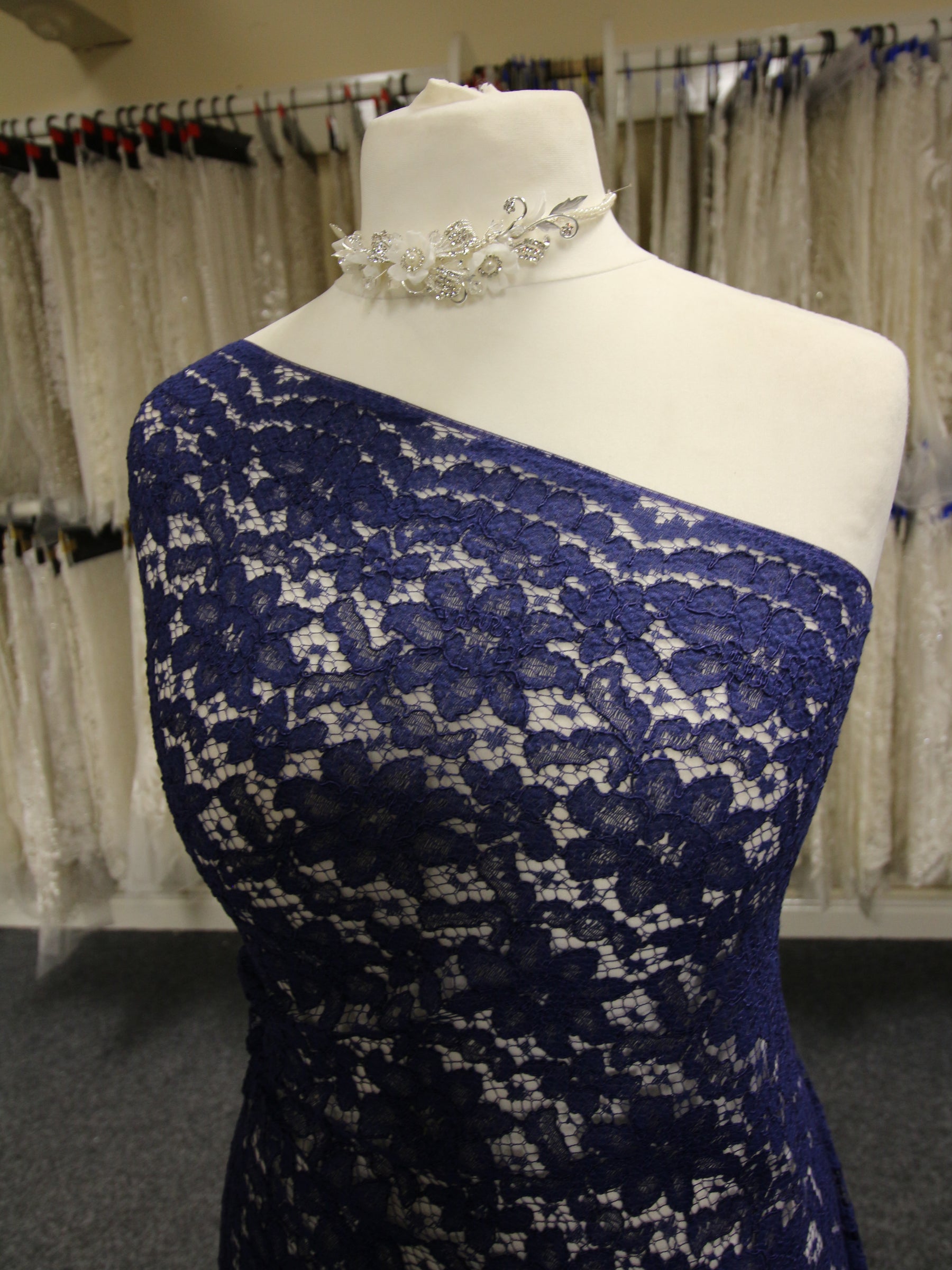 Navy Corded Lace - Shannon