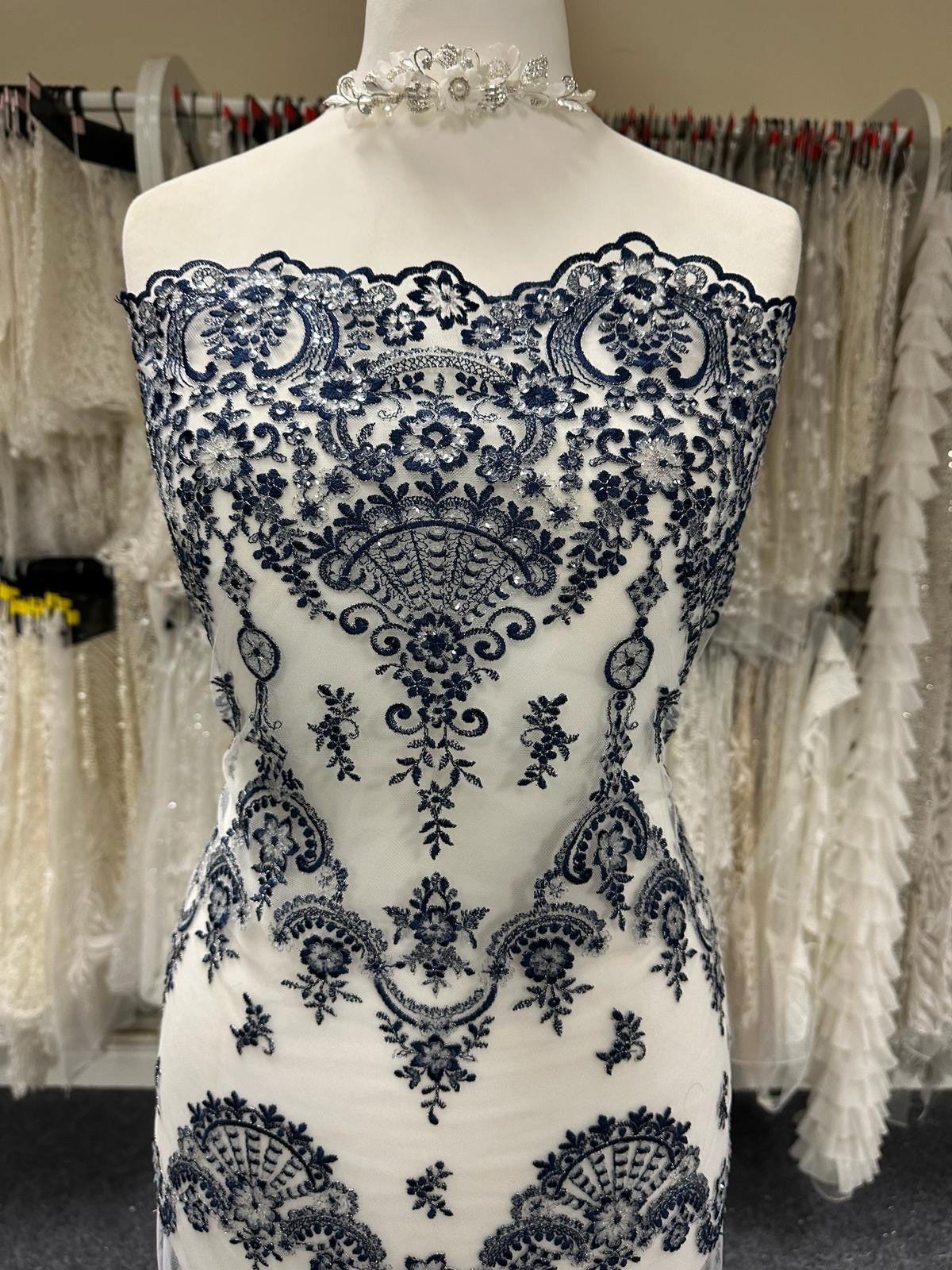 Navy Sequin Lace - Ruby