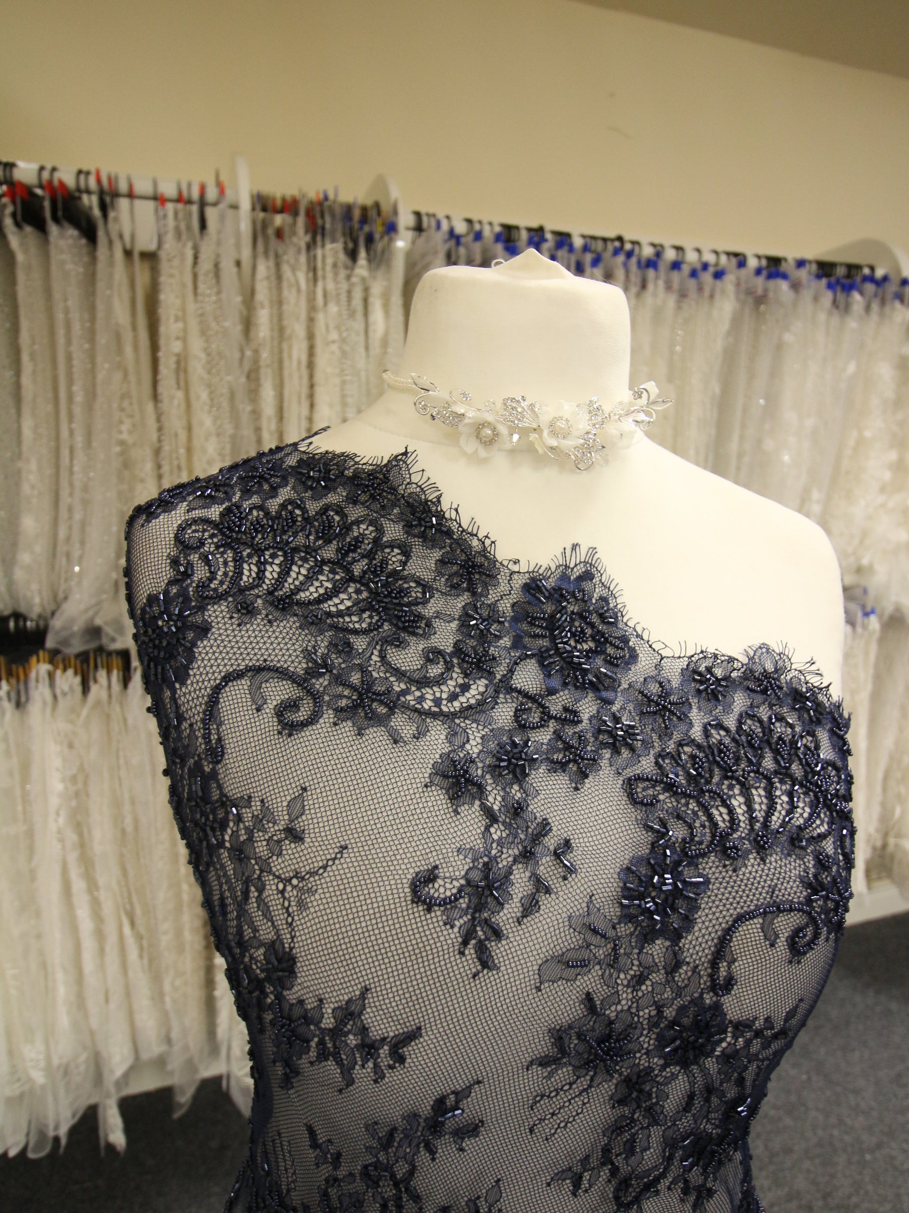 Navy Beaded Lace - O'Hara