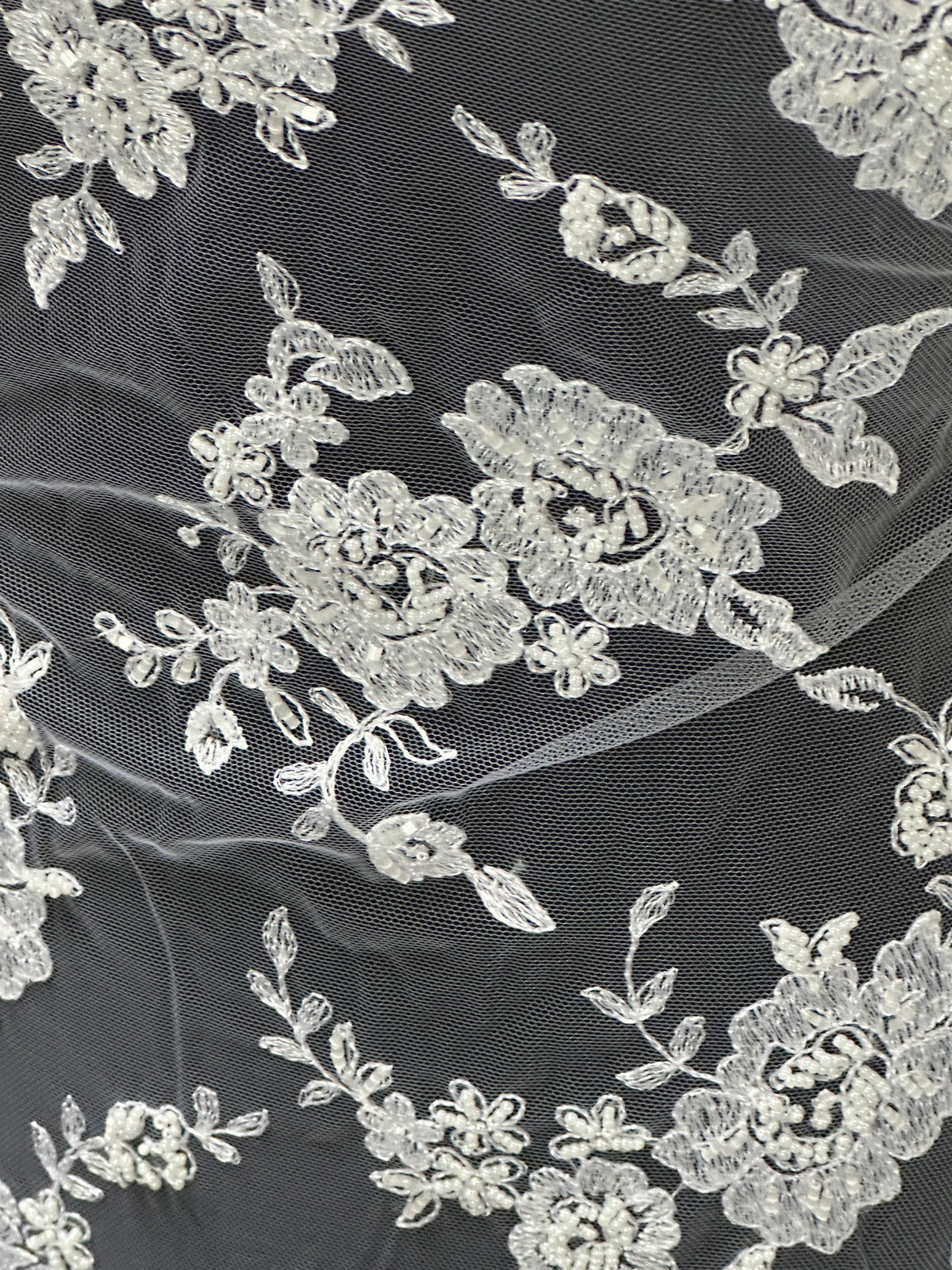 White Beaded Lace - P483