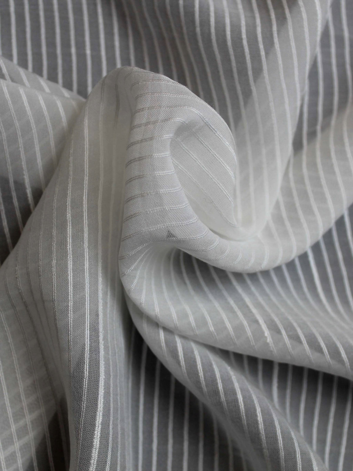 Ivory Self Coloured Striped Voile - PH5002