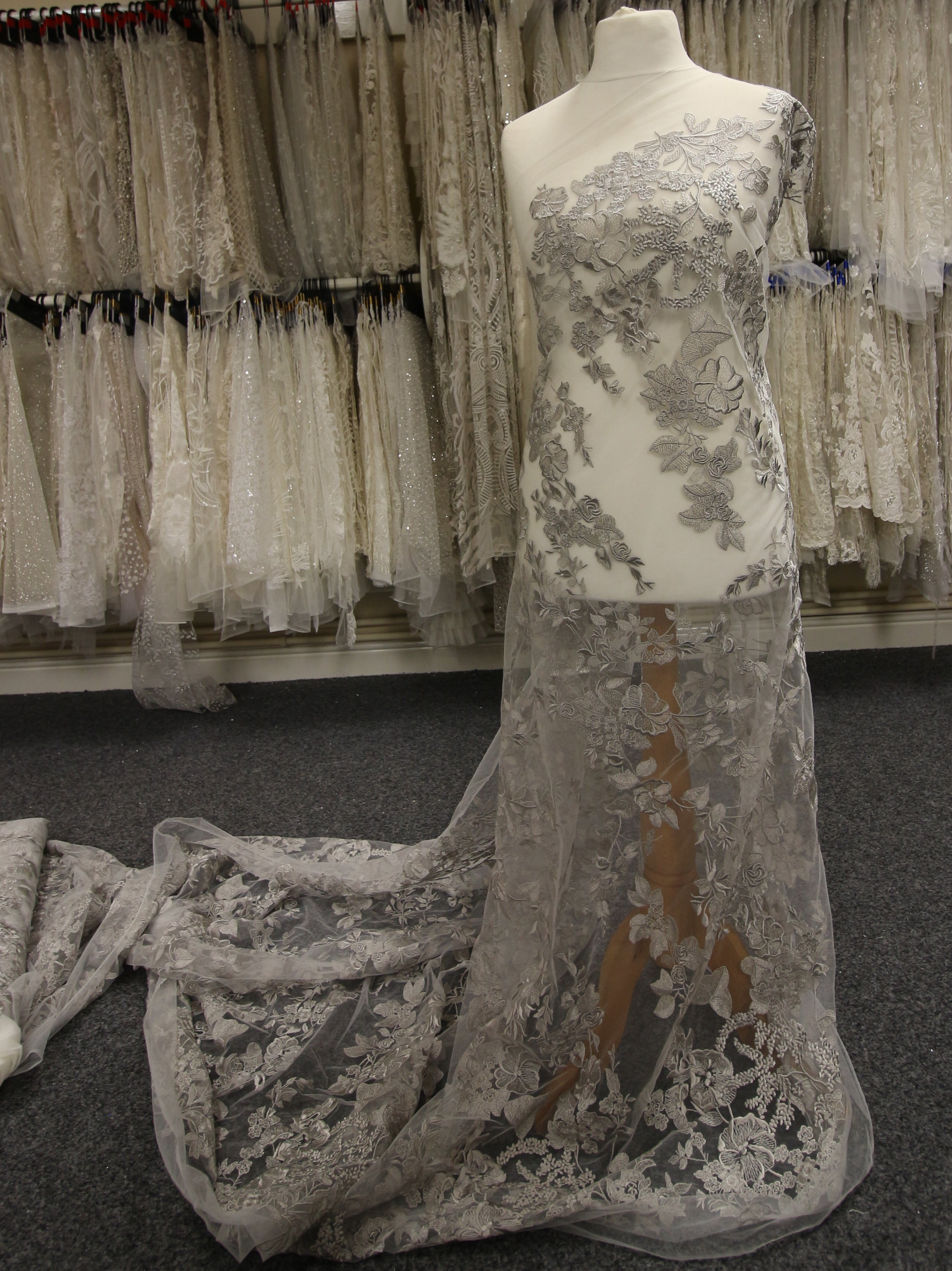 Pewter Grey Embroidery Lace