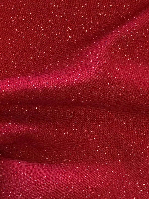 Red Glitter Jersey Fabric - Daredevil