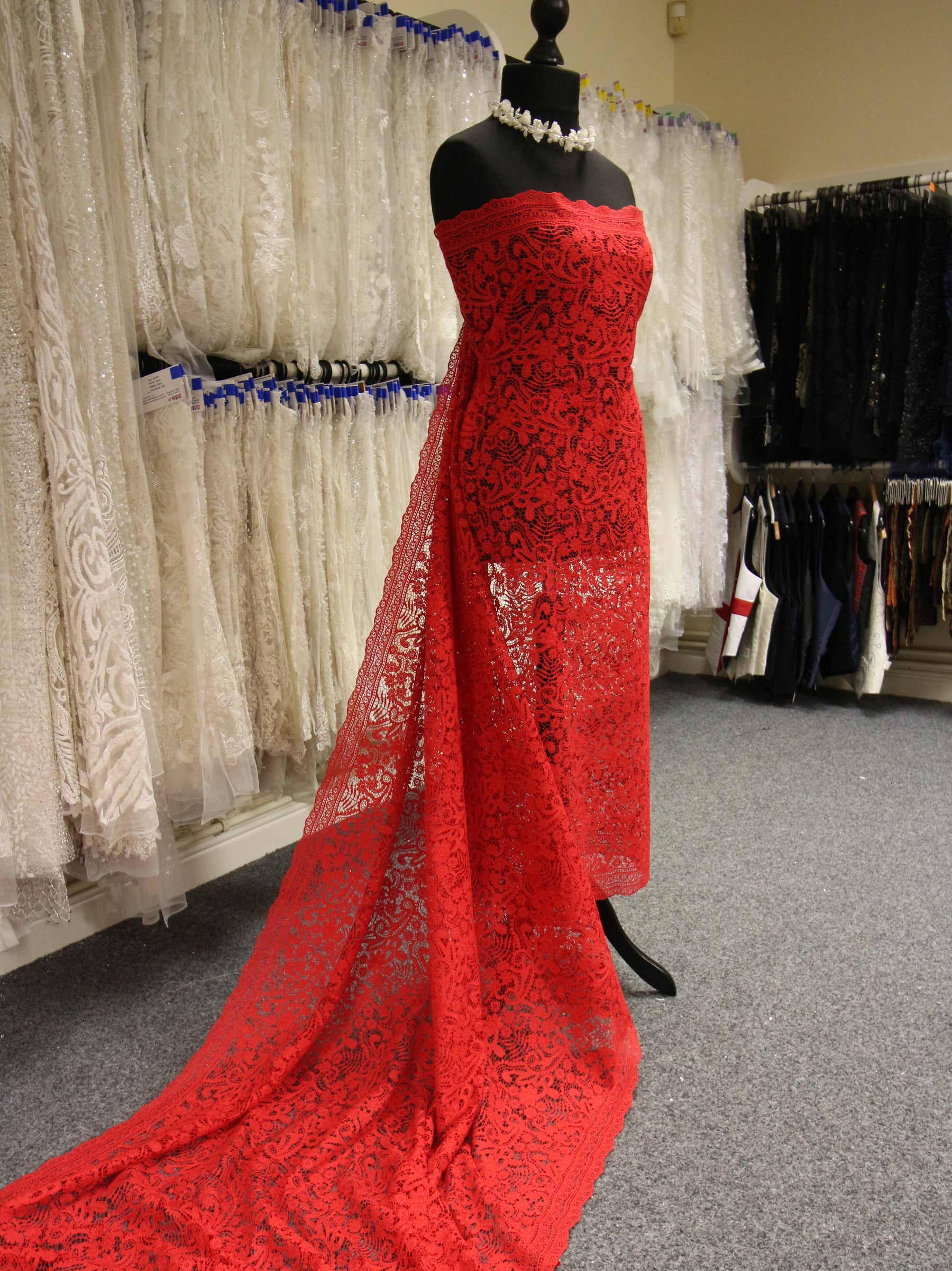 Red Guipure Lace - Finola