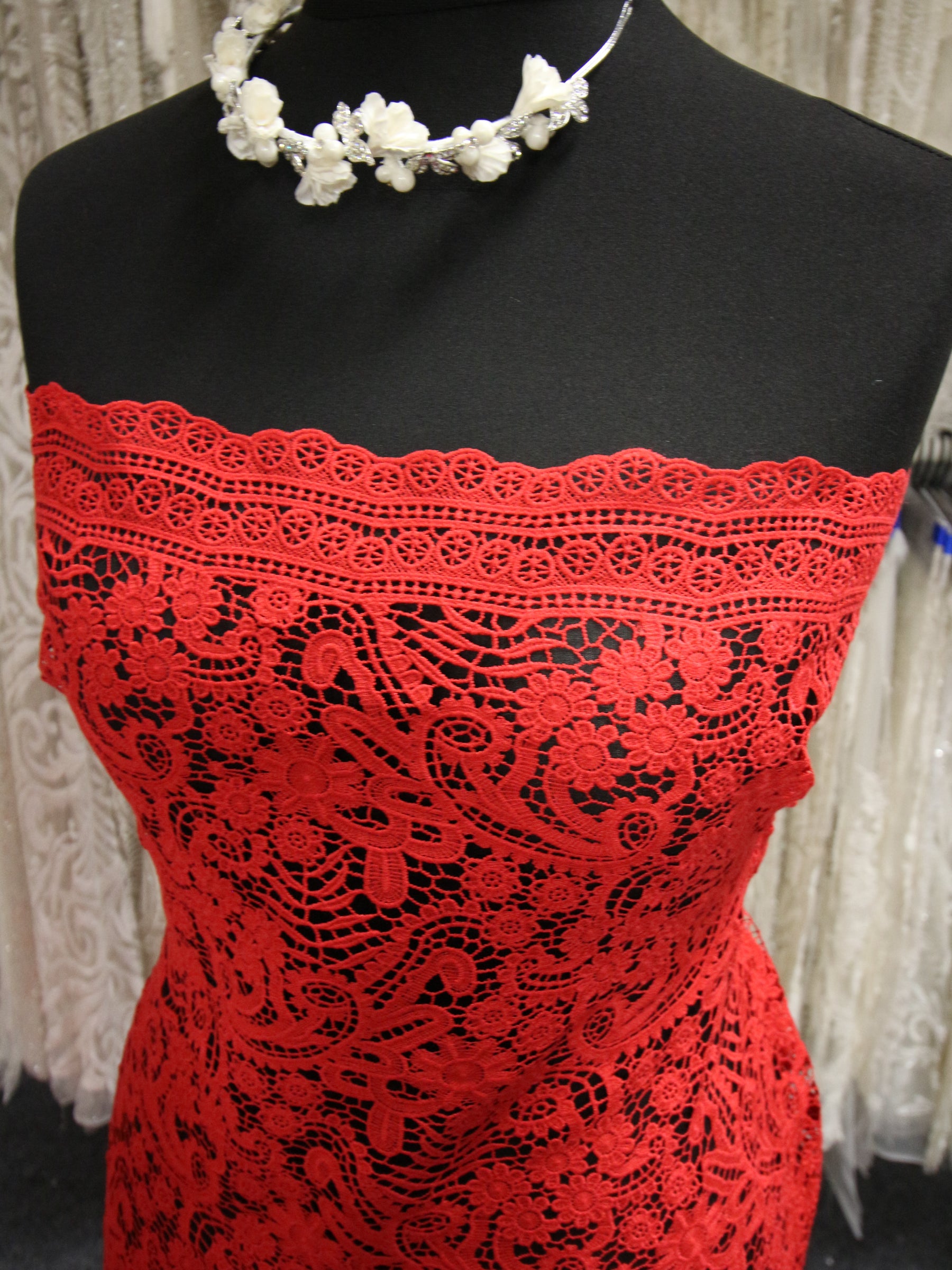 Red Guipure Lace - Finola