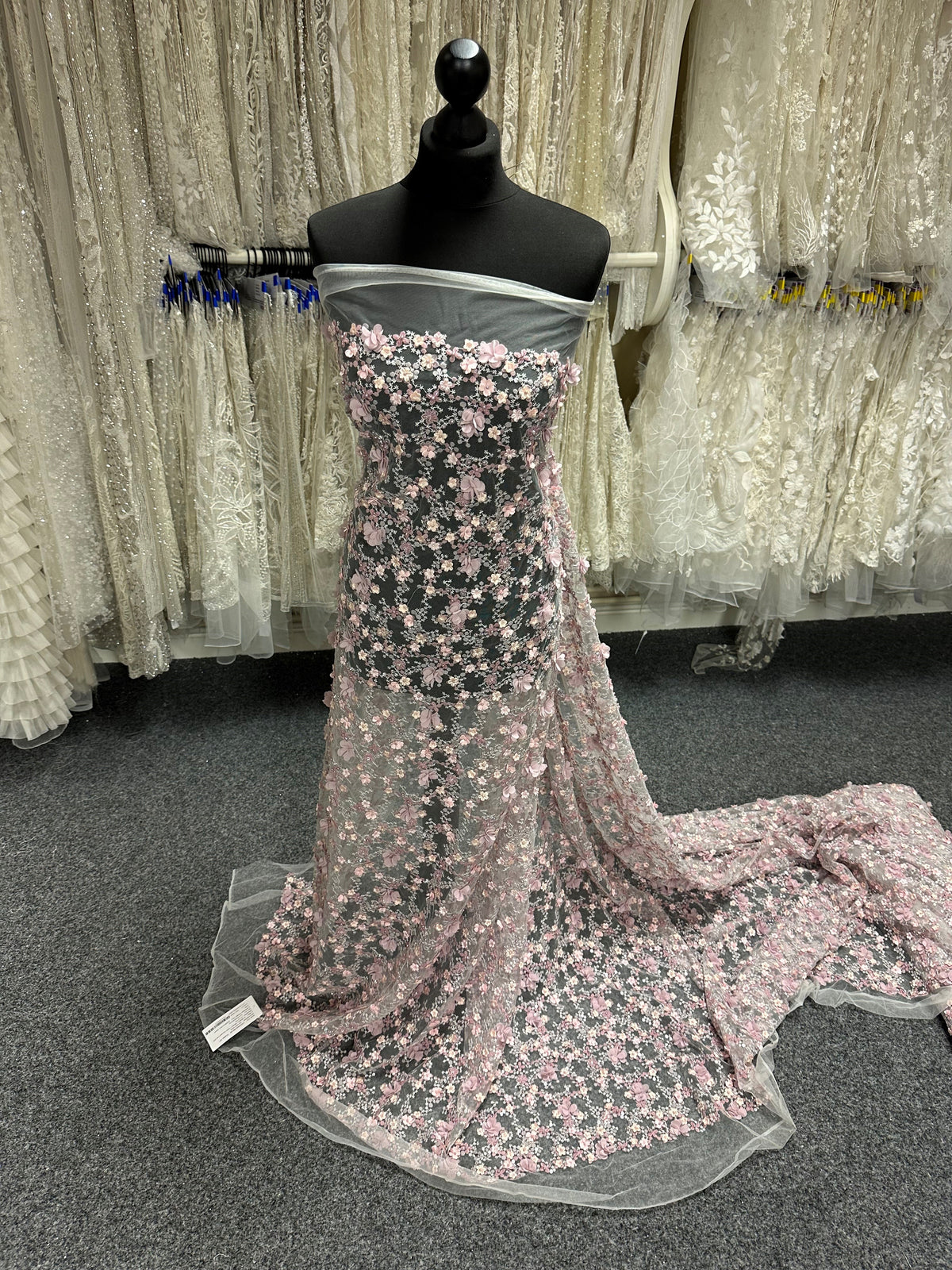 Pink 3D Embroidered Lace - Savinder