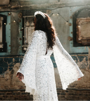 Sequin Embellished Georgette - Stars