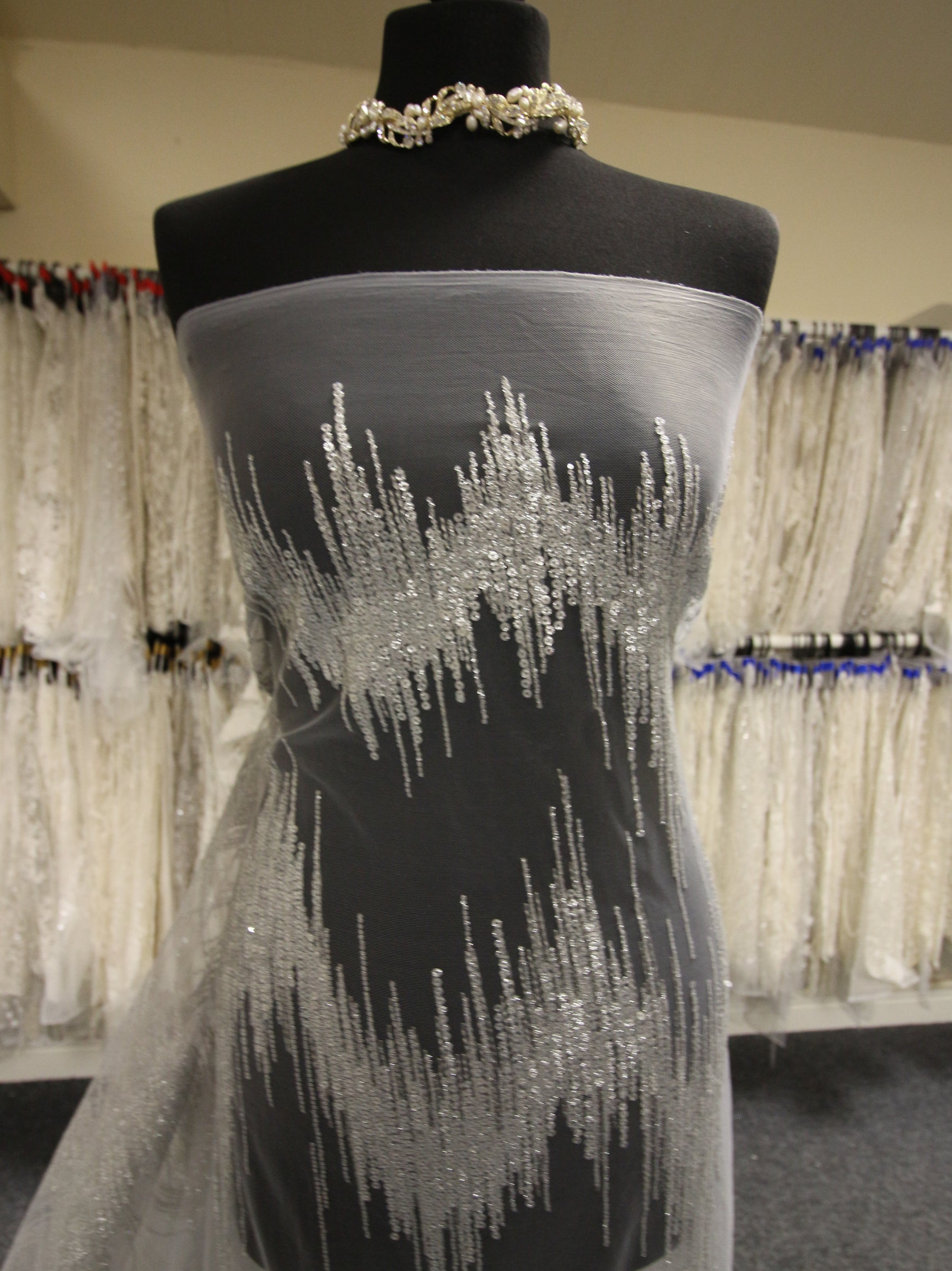 Silver Sequined Lace - Twilight