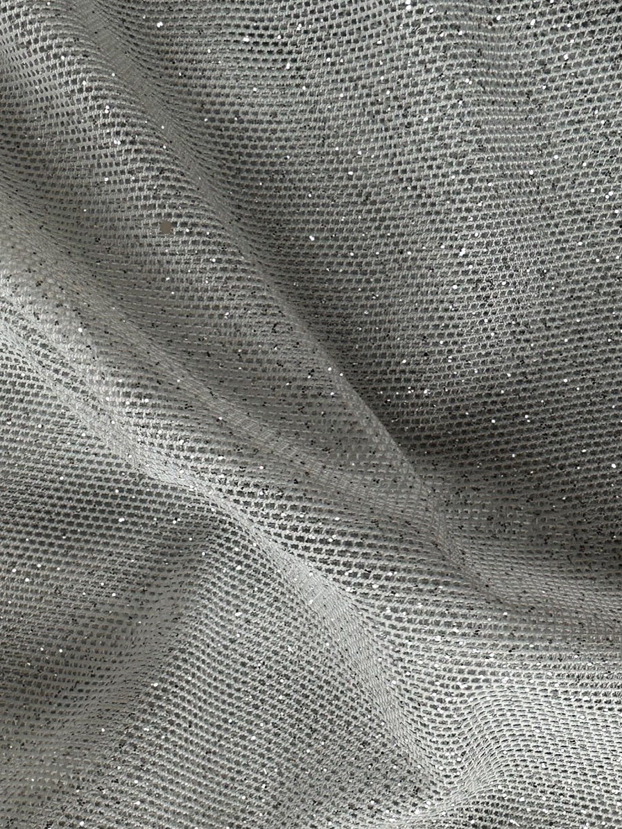 Silver Stretch Glitter Fabric - Bastion