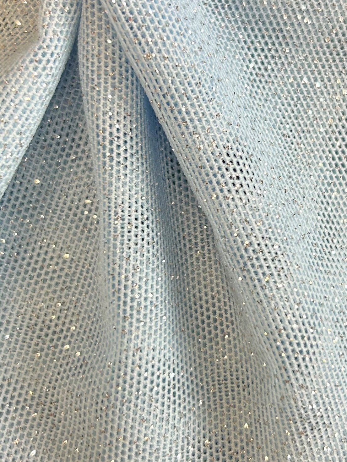 Sky Blue Stretch Glitter Fabric - Bastion