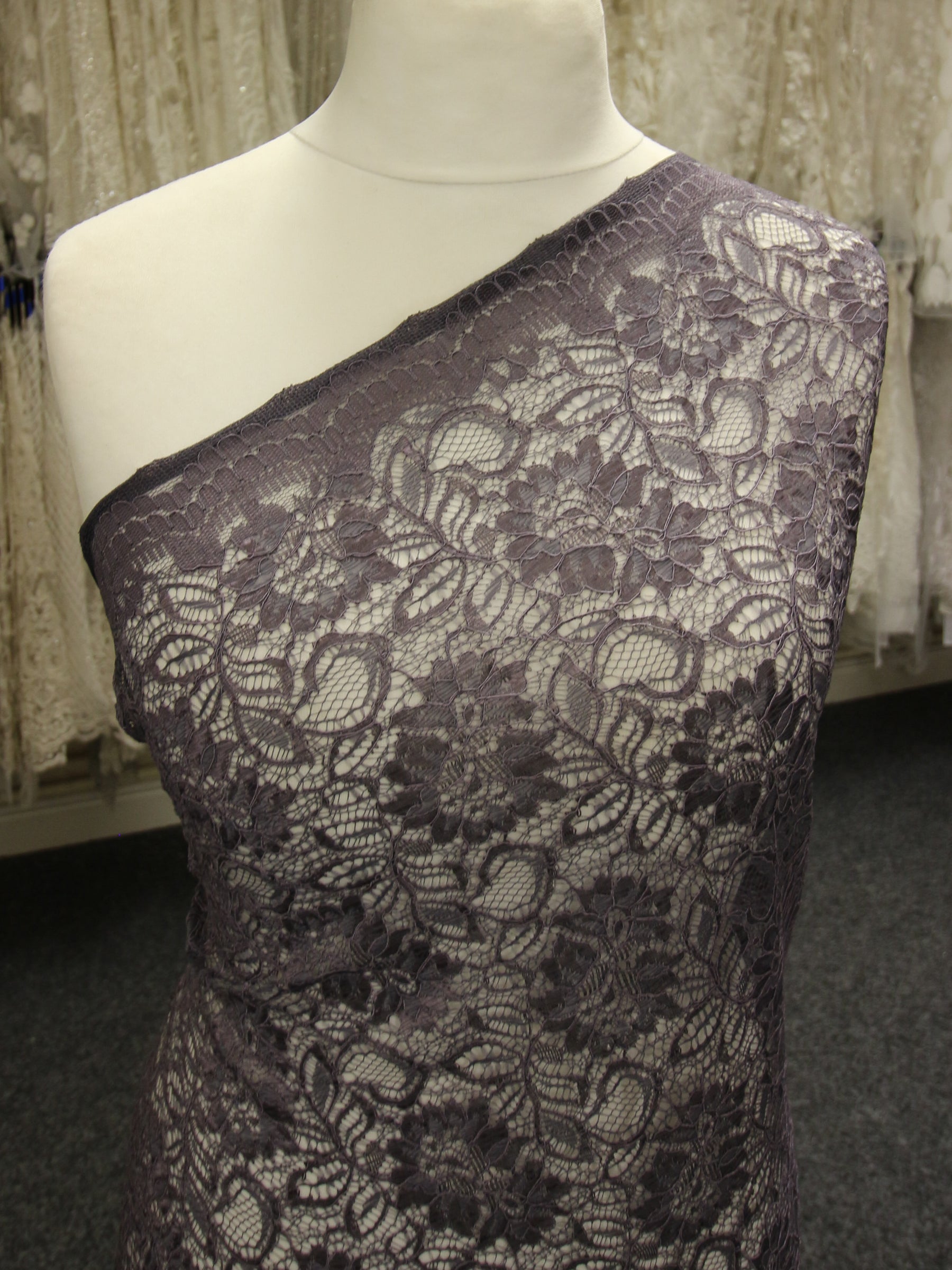 Steel Grey Corded Lace - Sinead