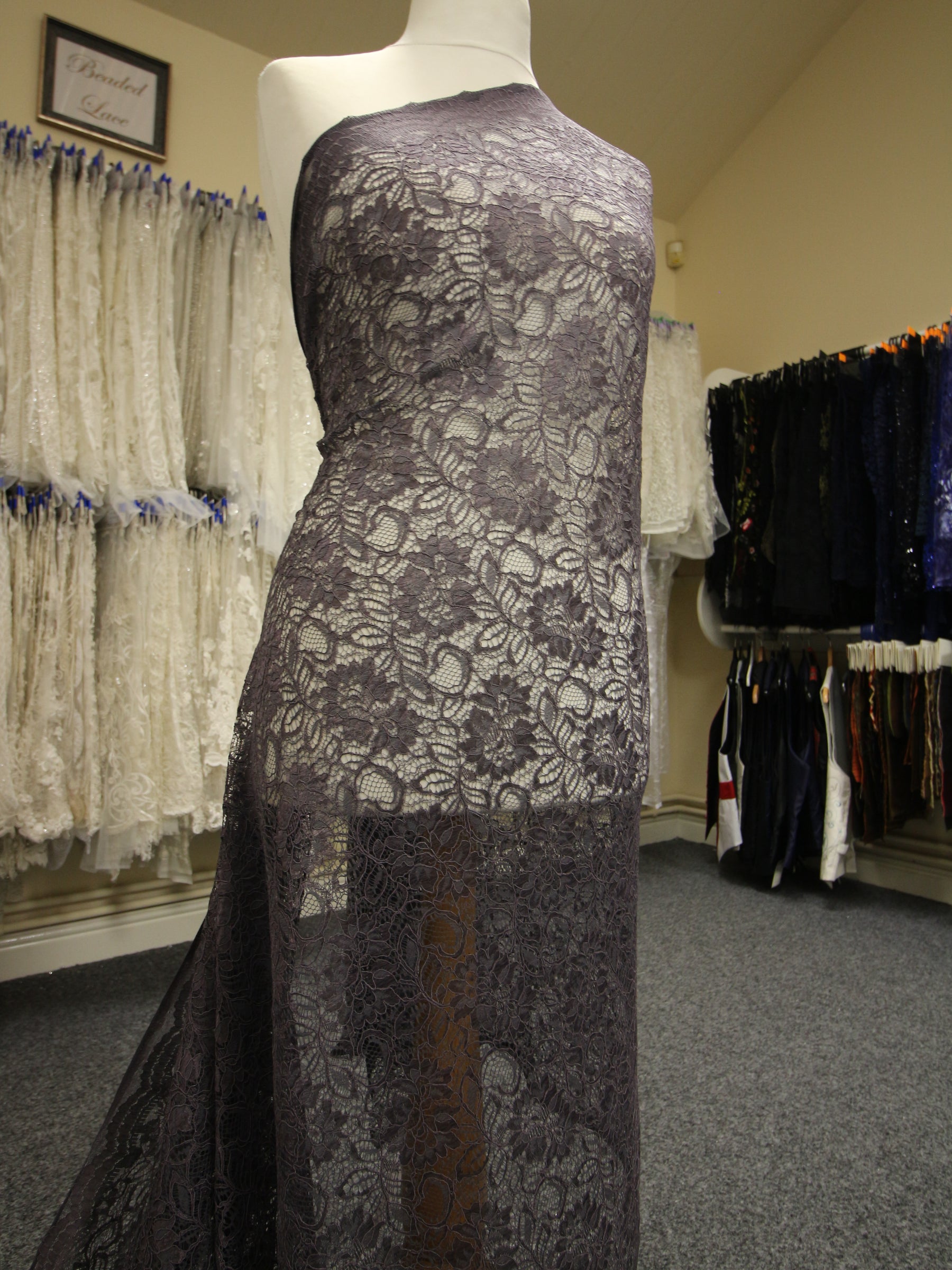 Steel Grey Corded Lace - Sinead
